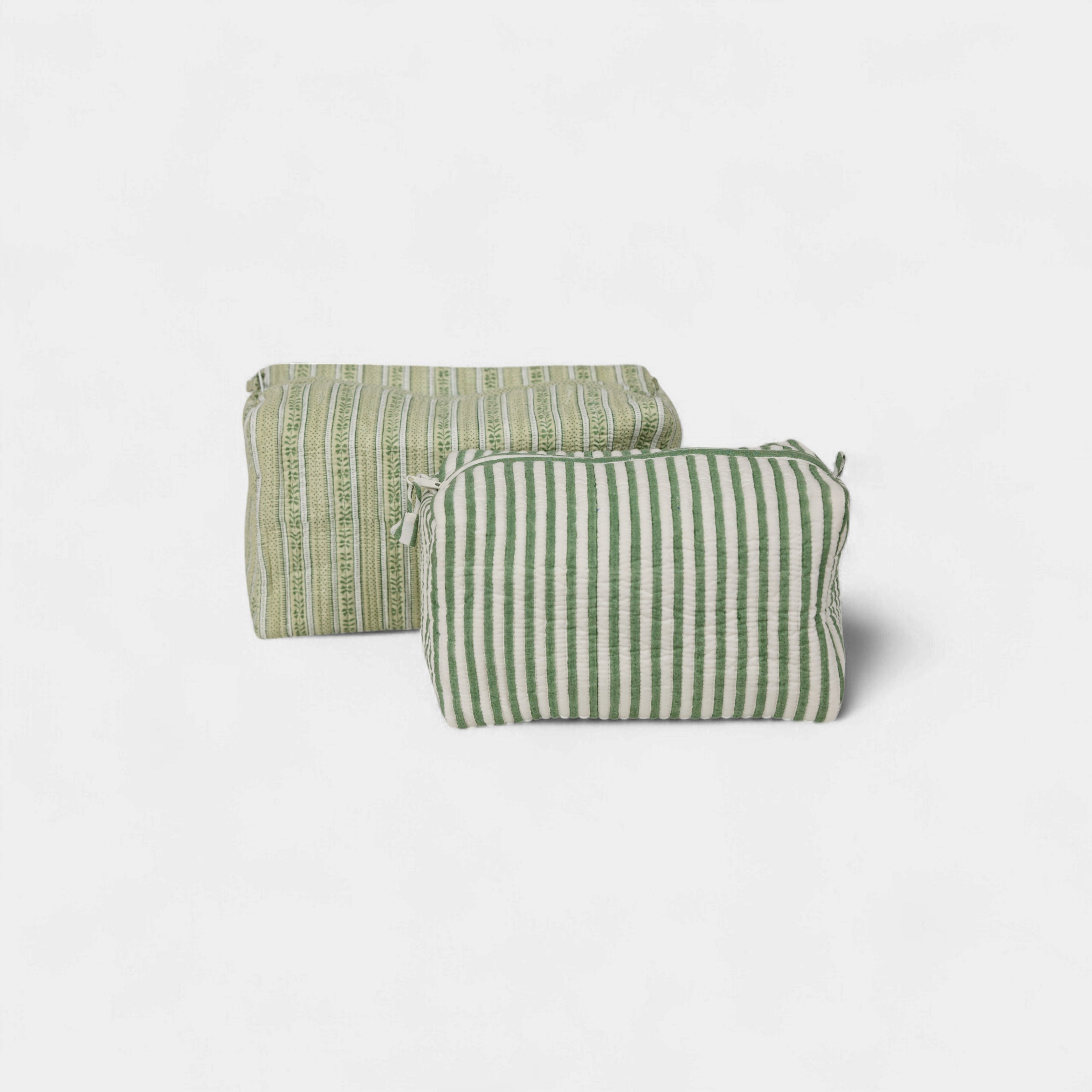 Reva Sage – Quilted Beauty Bag (10.5" L x 6" H x 6" W)