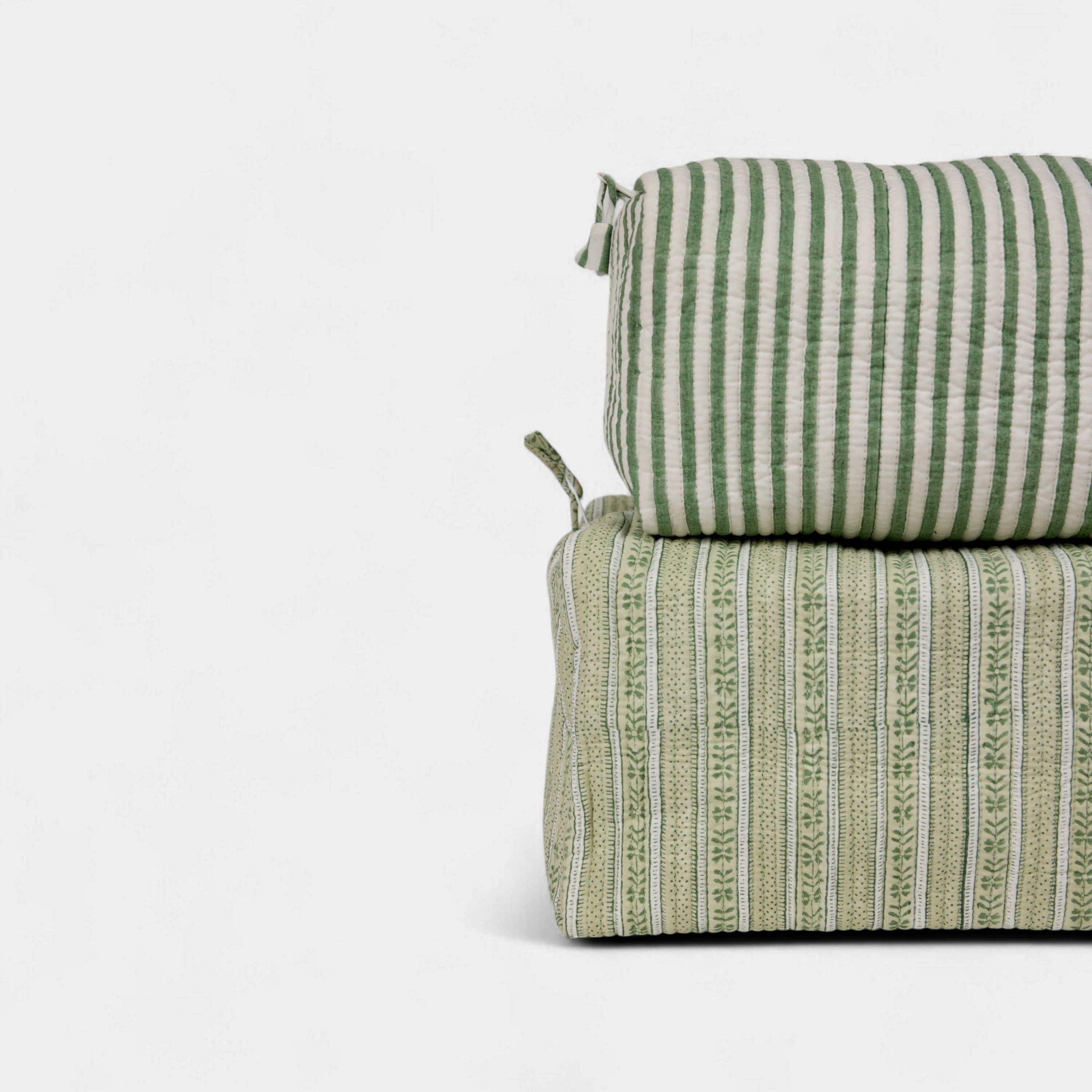 Reva Sage – Quilted Beauty Bag (10.5" L x 6" H x 6" W)