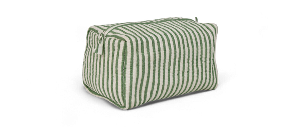 Sage Stripe – Quilted Beauty Bag (9.5