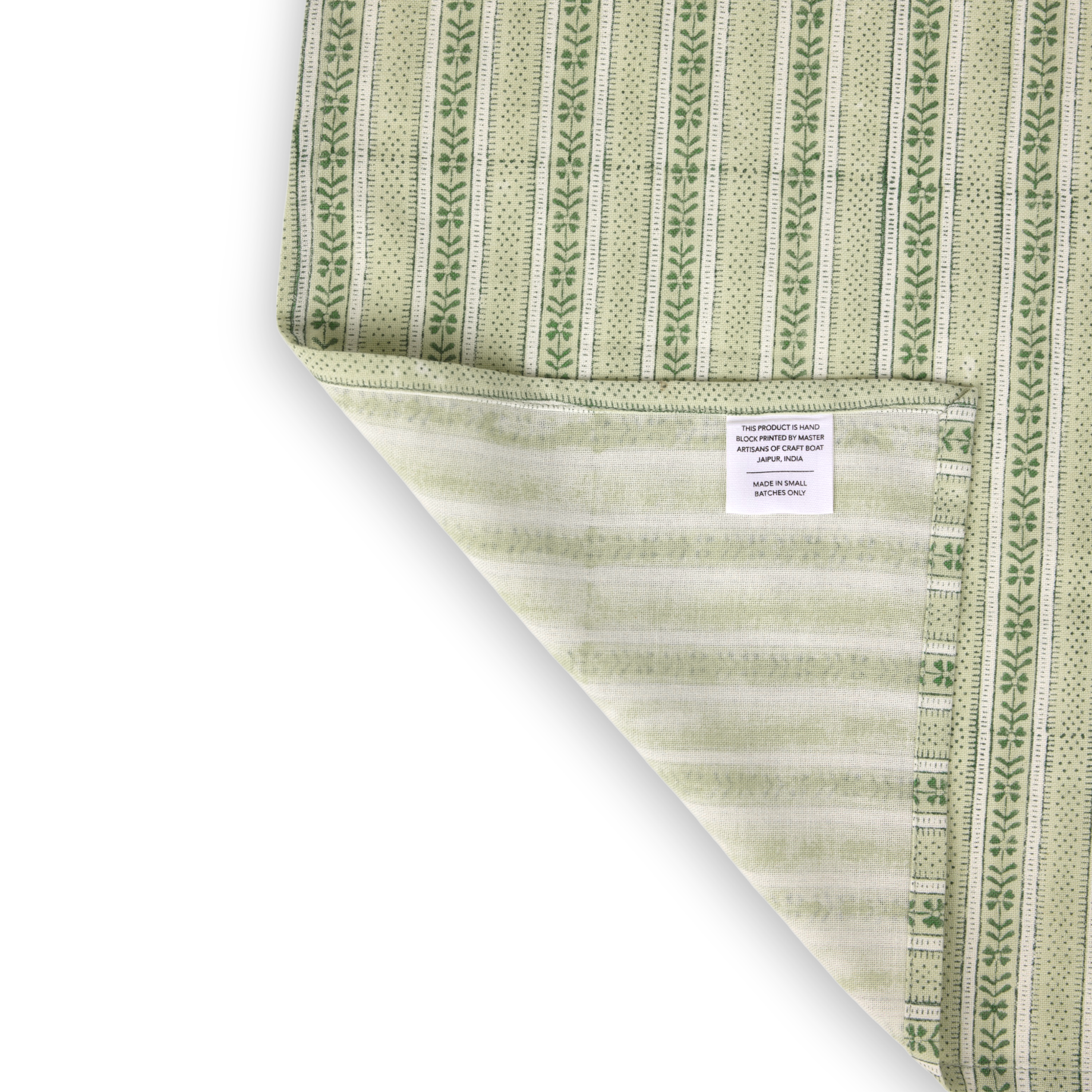 Reva Sage – Hand Block Printed Linen Napkin (Set of 2) | Size: 18" x 18"