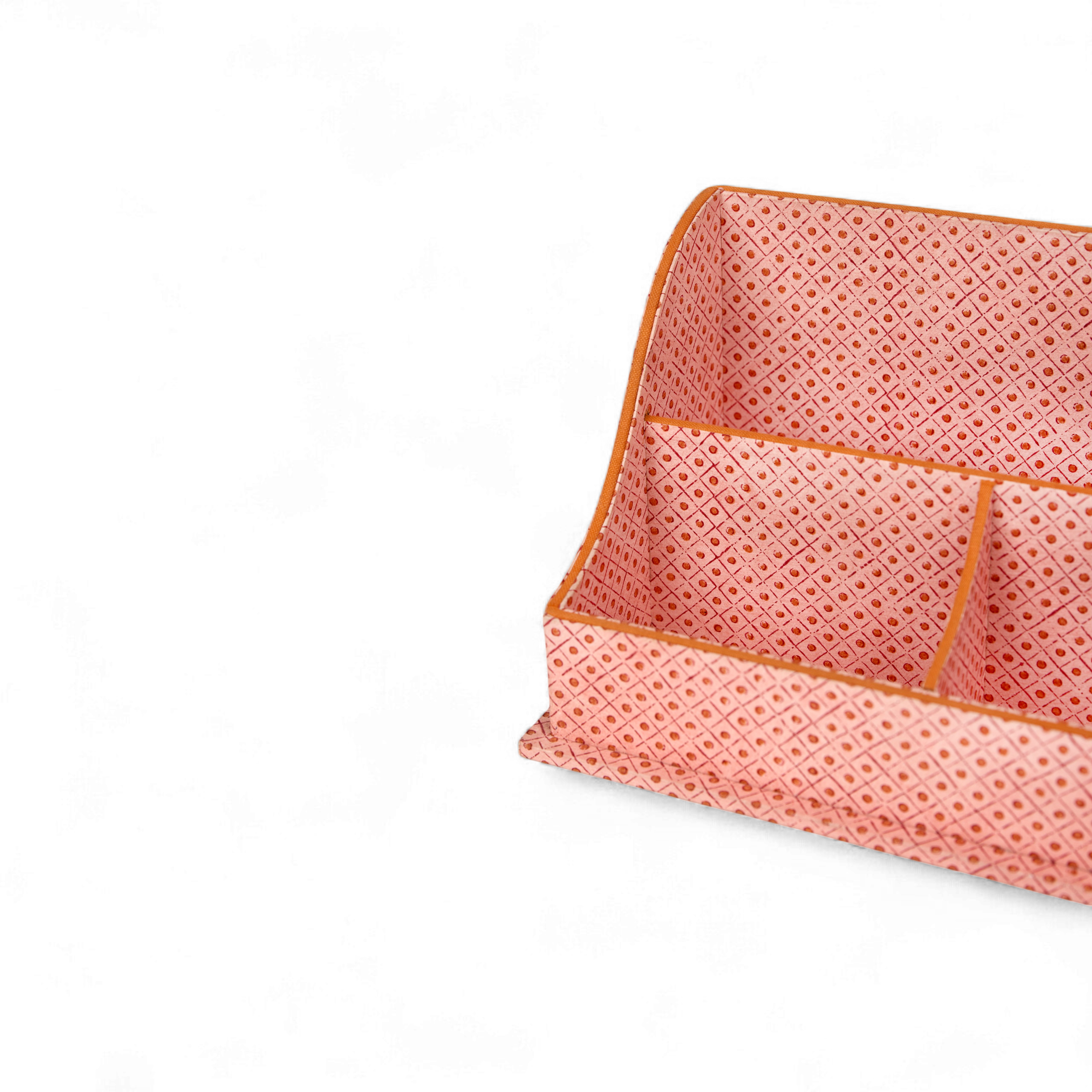 Amber Grid – Hand Block Printed Letter Sorter (10" x 6" x 6")