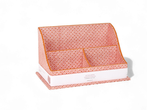Amber Grid – Hand Block Printed Letter Sorter (10