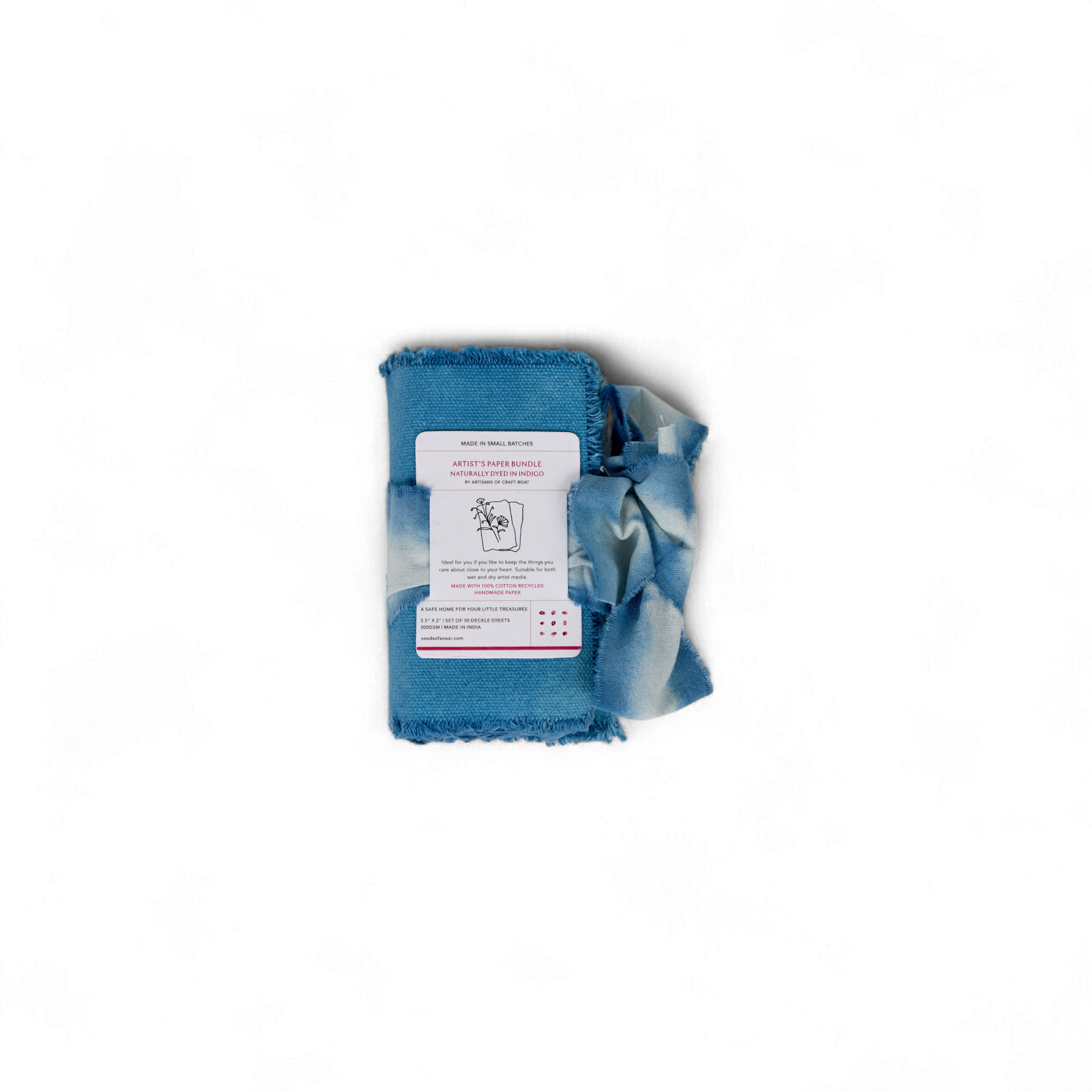 Indigo Deckle – Naturally Dyed Artist Paper Bundle - Small (3.5 x 2"") | 30 Sheets | 300 GSM )
