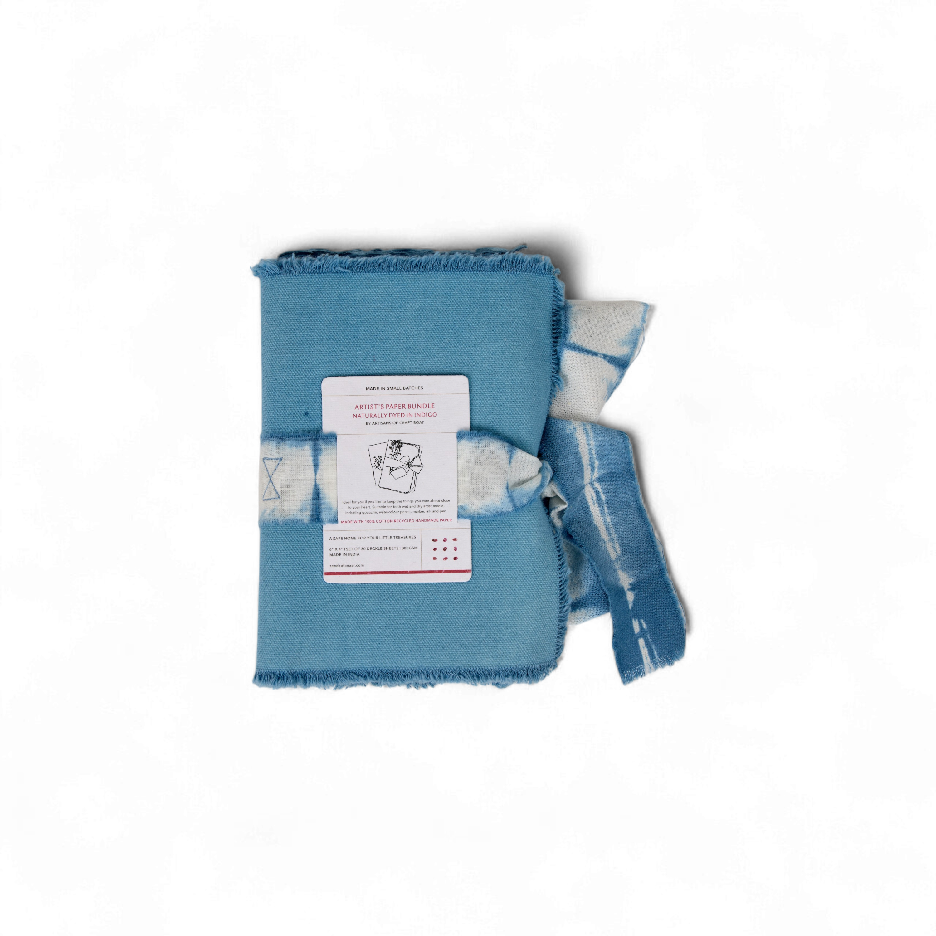 Indigo Deckle – Naturally Dyed Artist Paper Bundle - Large (6" x 4" | 30 Sheets | 300 GSM )