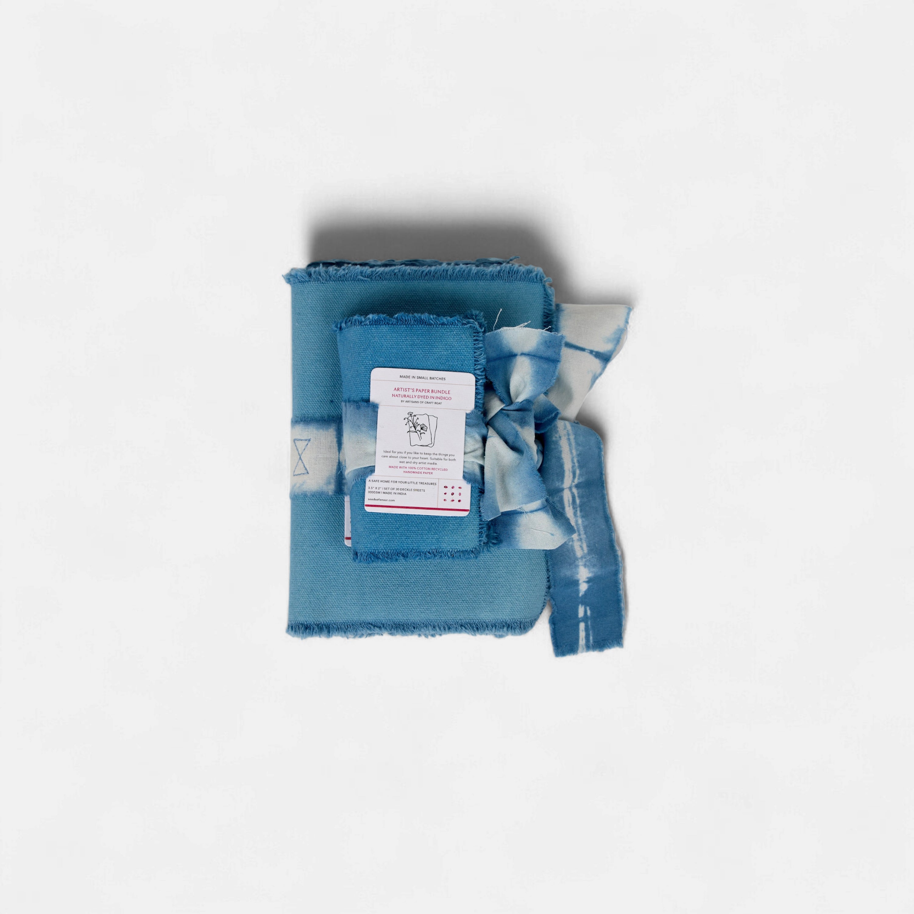 Indigo Deckle – Naturally Dyed Artist Paper Bundle - Large (6" x 4" | 30 Sheets | 300 GSM )