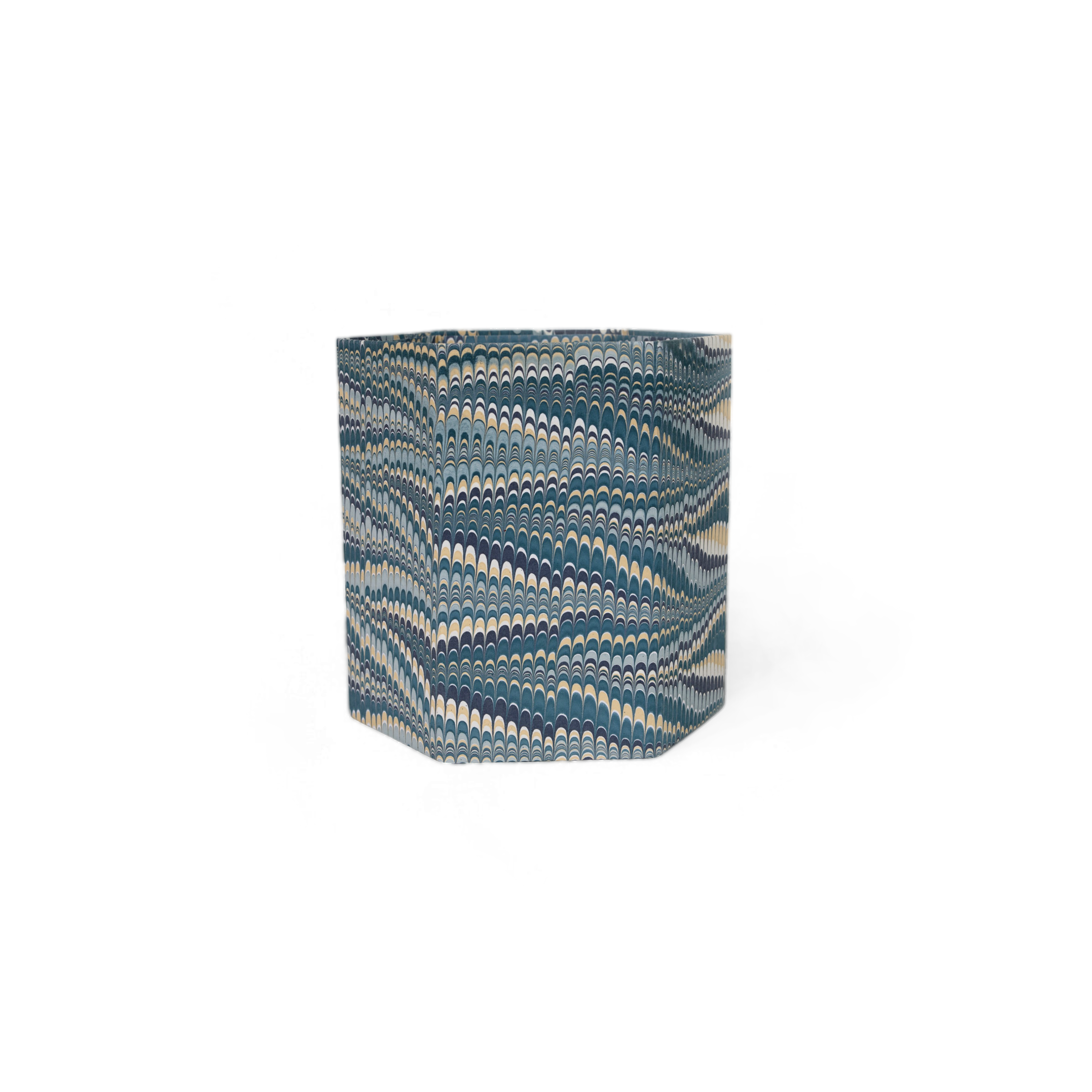 Ripple Hexa – Hand Marbled Collapsible Basket (9.5" x 9.5" x 10.5")