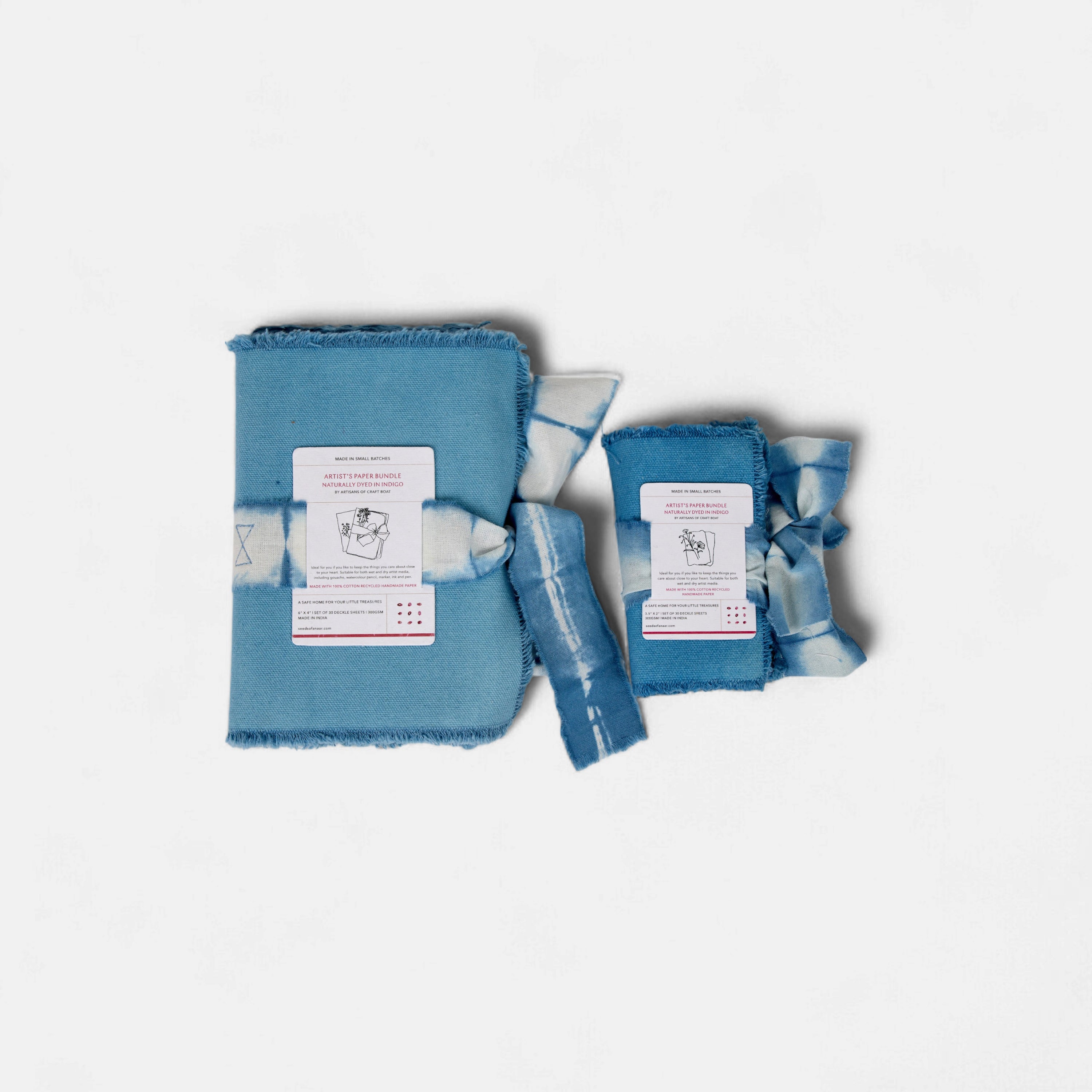 Indigo Deckle – Naturally Dyed Artist Paper Bundle - Large (6" x 4" | 30 Sheets | 300 GSM )