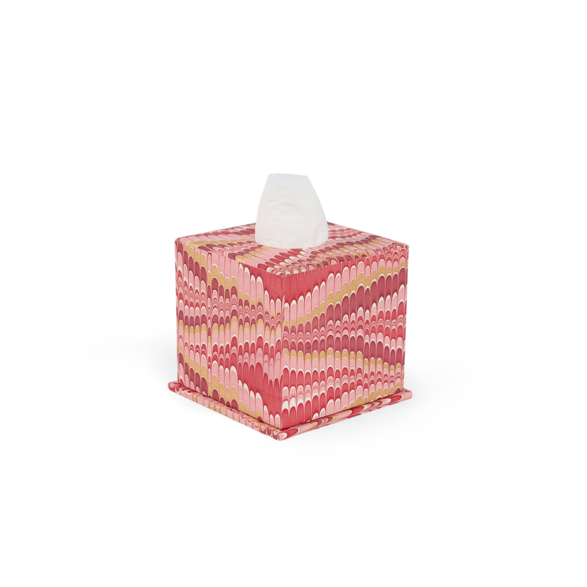 Garnet Red Mountain – Hand Marbled Tissue Box (5.25” H × 5” W × 5” D | 100% Recycled Cotton Paper)