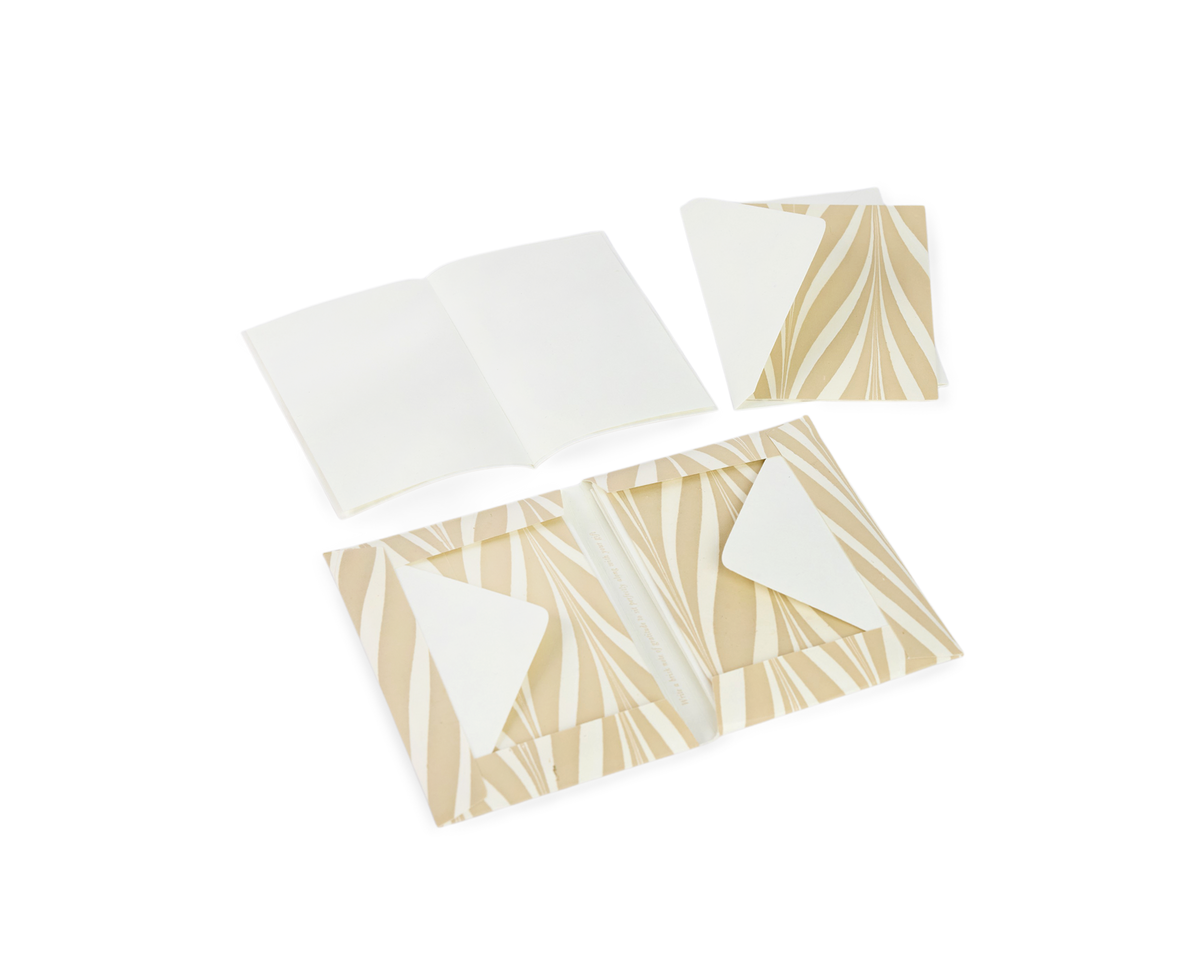 Soyabean Banyan – Hand Marbled Greeting Card Folder Set (6” x 4” | 100% Recycled Cotton Paper)