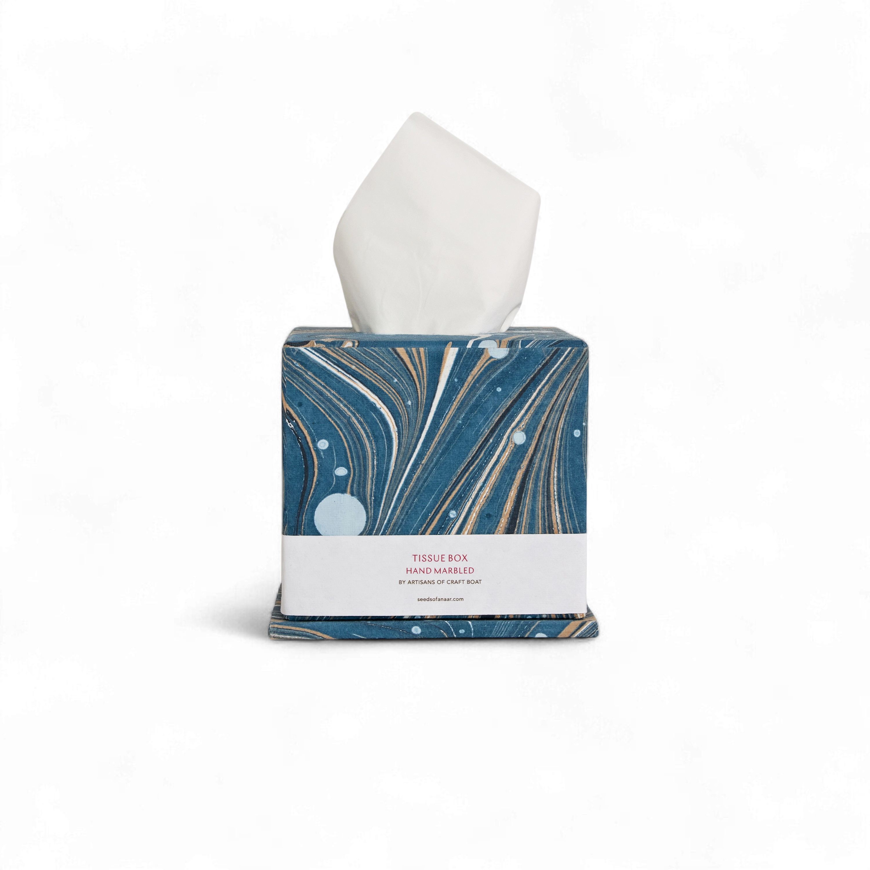 Celestial Marble – Tissue Box Cover in Celeste Blue