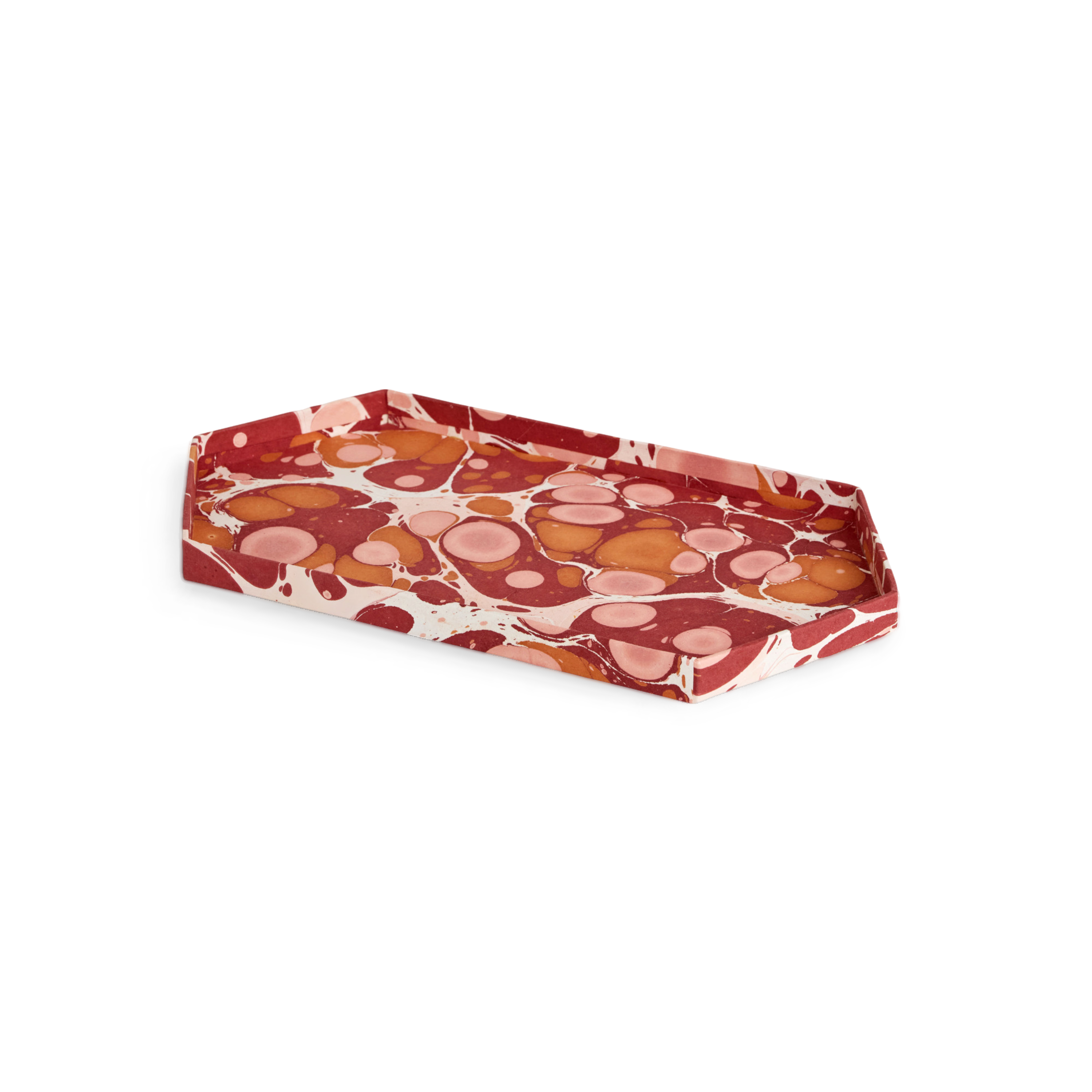 Amber Stone – Hand Marbled Hexagon Tray Set (Set of 2) (Large: 13" x 7" x 0.75")