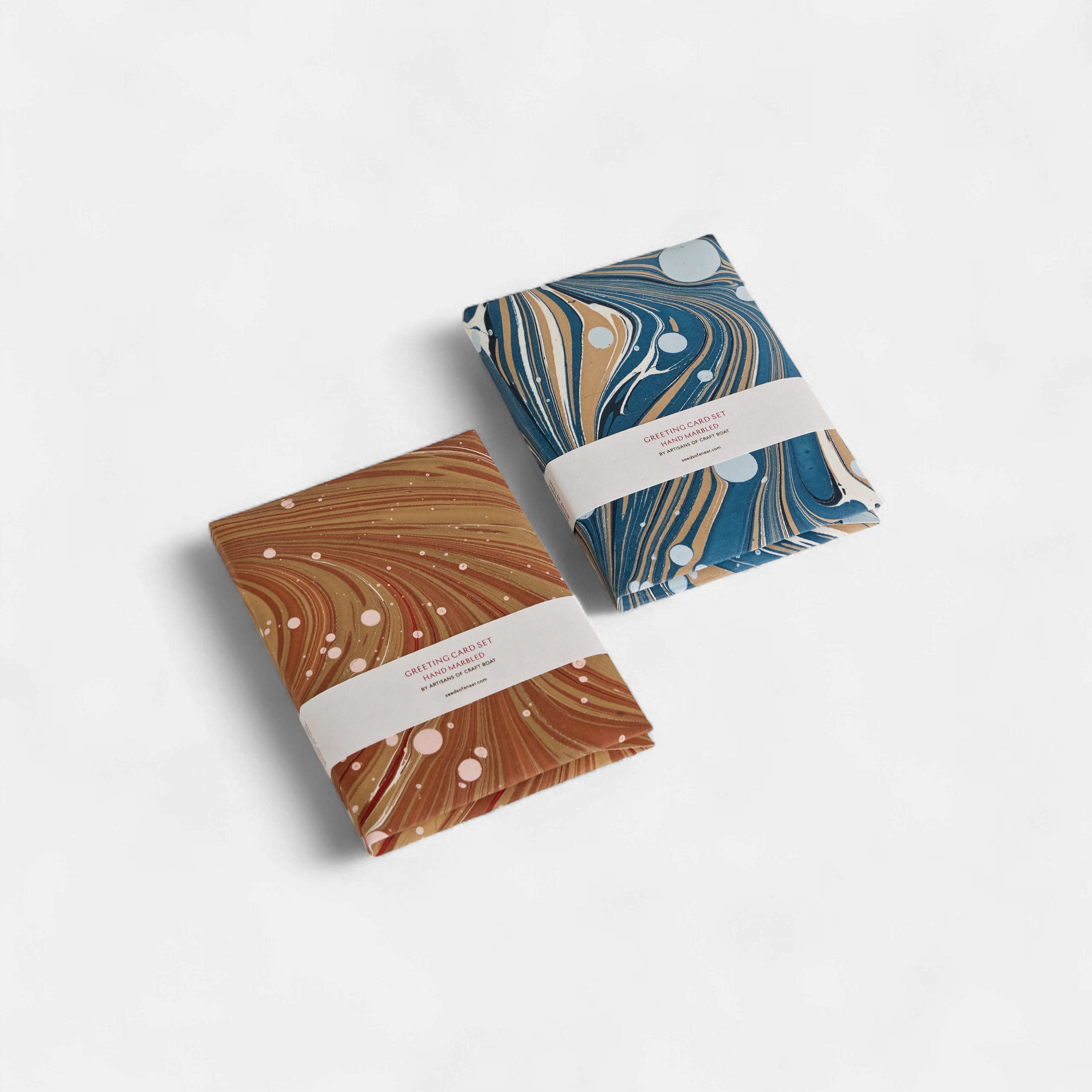 Sand Tide – Hand Marbled Greeting Card Set (6" x 4" | Set of 8 Cards & Envelopes)