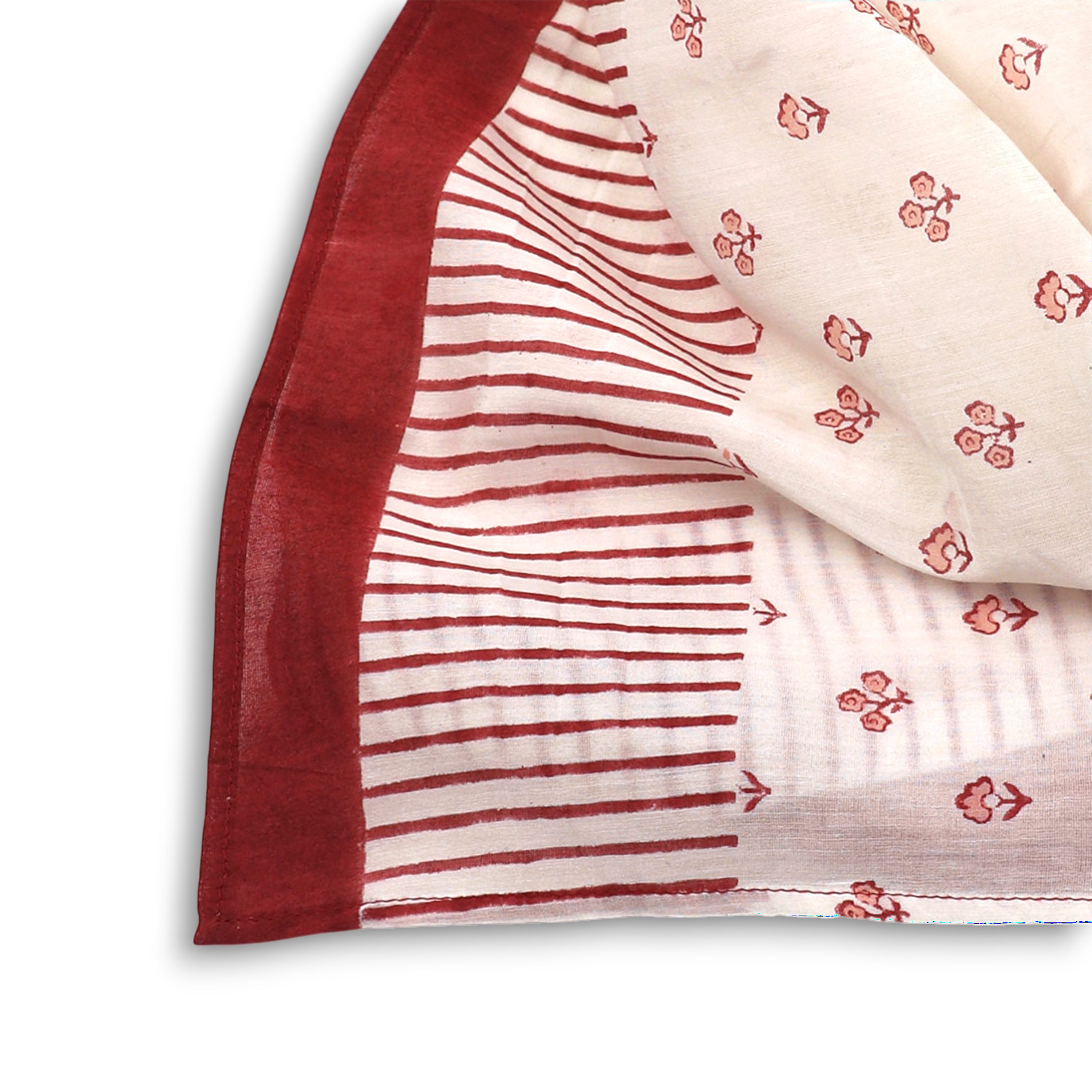 Aira Blush – Hand Block Printed Cotton Silk Scarf (27" x 27")