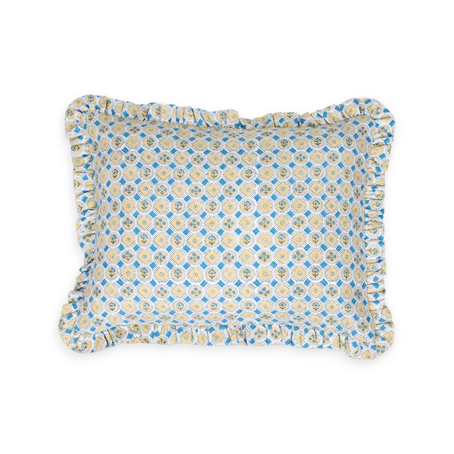 Saanjh Frill – Hand Block Printed Linen Pillow Cover (12" x 16")