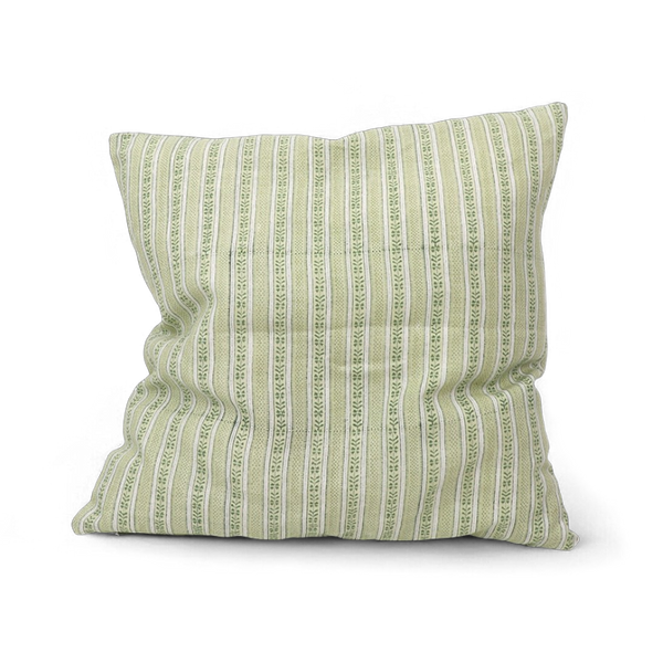 Reva Sage- Hand Block Printed Linen Pillow Cover ( 20