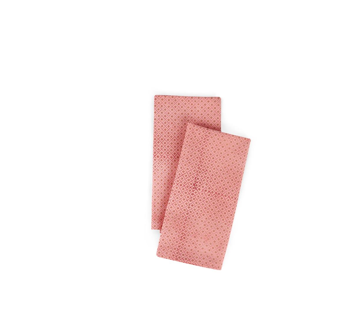 Garnet Red Dot & Grid – Hand Block Printed Cotton Napkin (Set of 2) (18" x 18")