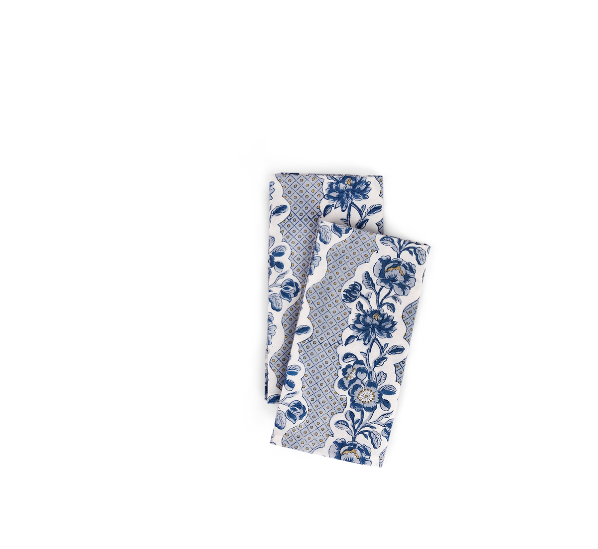 Harbor Blue Blooming Trellis – Hand Block Printed Cotton Napkin (Set of 2) (18" x 18")