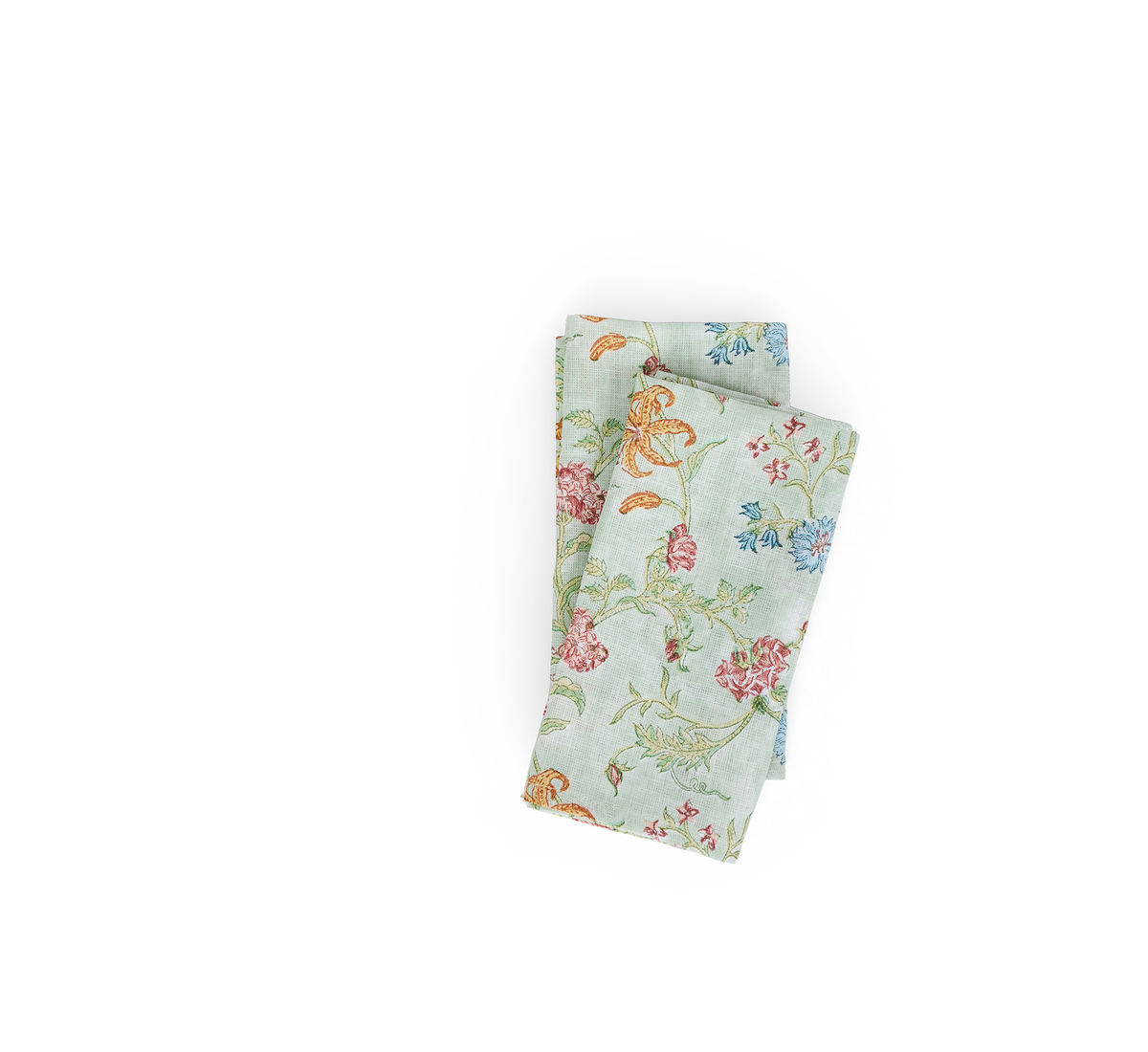 Meadow Garden – Hand Block Printed Linen Napkin (Set of 2) 18" x 18"