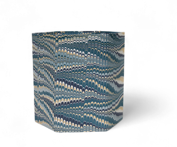 Ripple Hexa – Hand Marbled Collapsible Basket (9.5