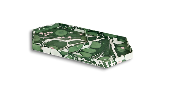 Moss Stone – Hand Marbled Hexagon Tray Set (Set of 2) (Large: 13