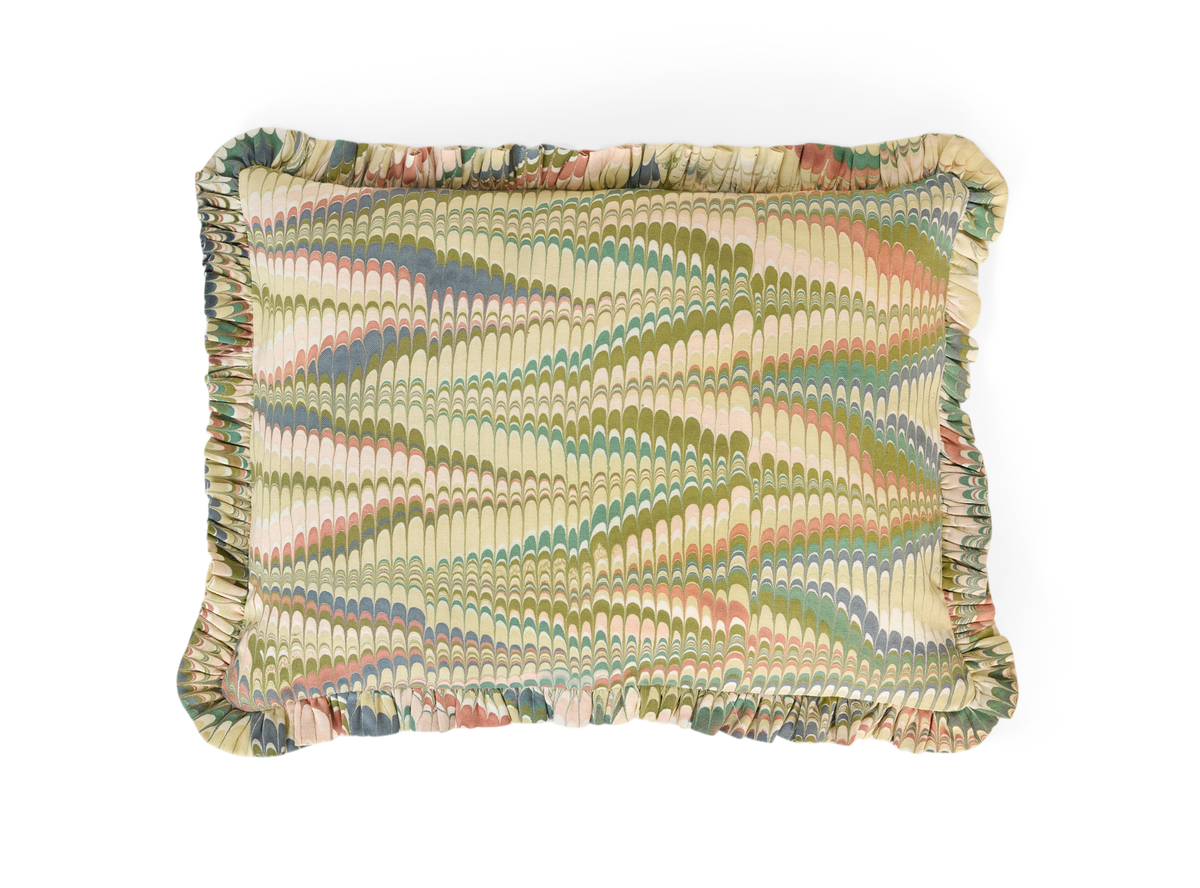 Meadow Wave – Hand Marbled Cotton Pillow Cover 12" x 16"