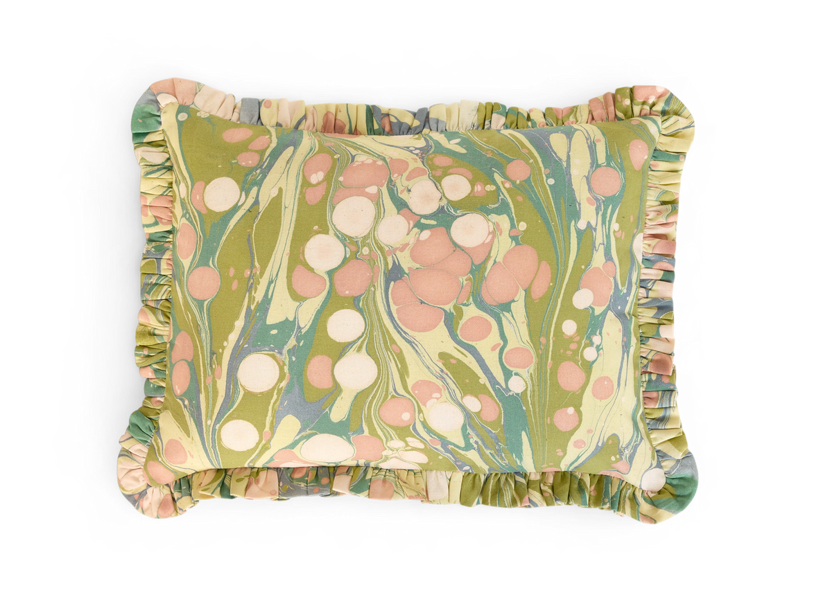 Meadow Stone – Hand Marbled Cotton Pillow Cover 12" x 16"