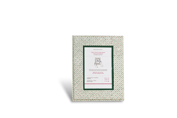Meadow Grid – Hand Block Printed Tabletop Picture Frame (7.25