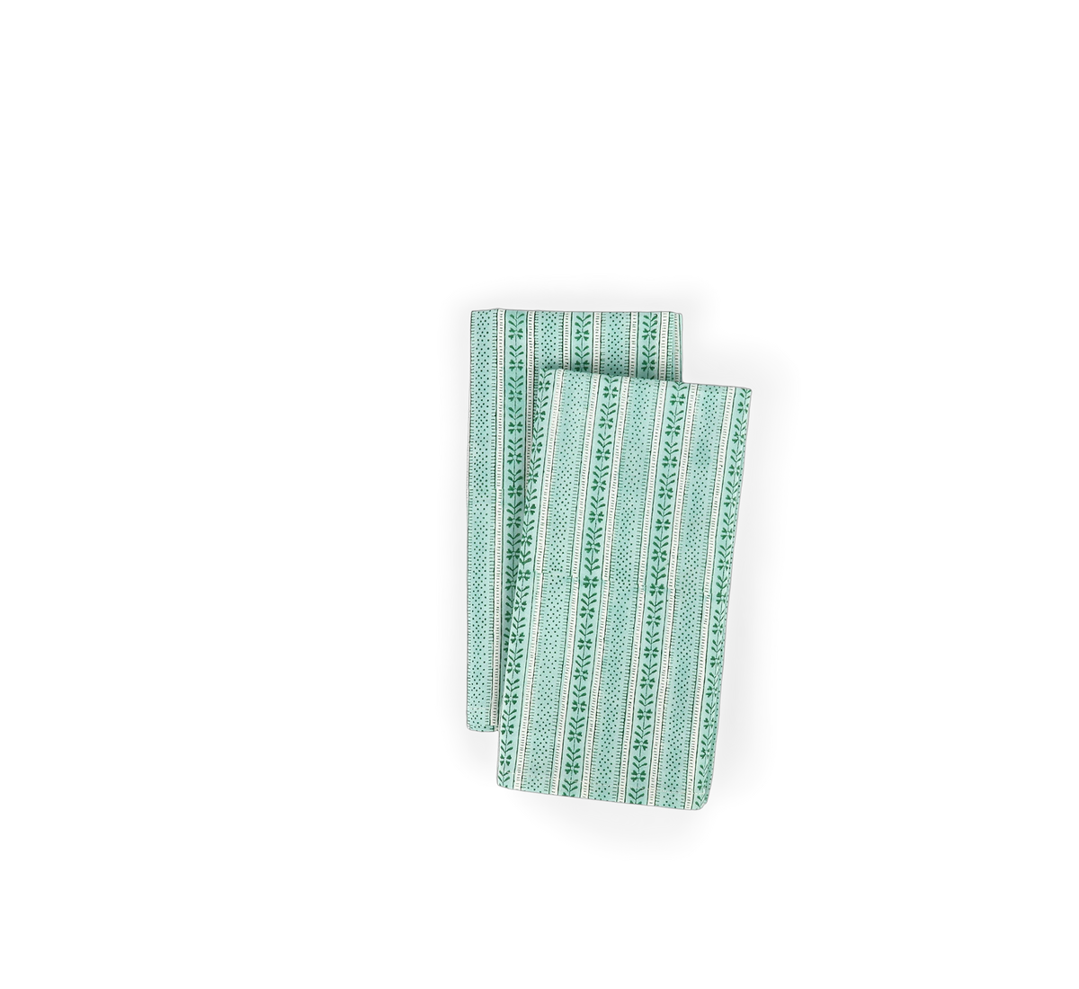 Celadon Green Floral Stripe – Hand Block Printed Cotton Napkin (Set of 2) (18" x 18")