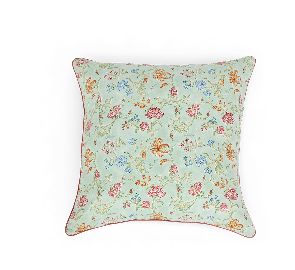 Spring Meadow– Hand Block Printed Linen Pillow Cover (20" x 20")