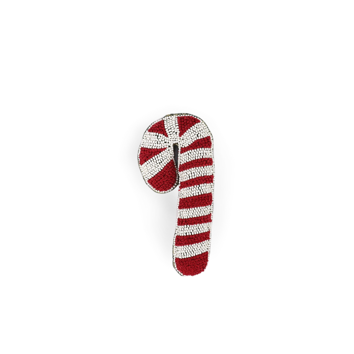 Candy Cane – Hand Embroidered Christmas Ornament (4.5" × 2.5")