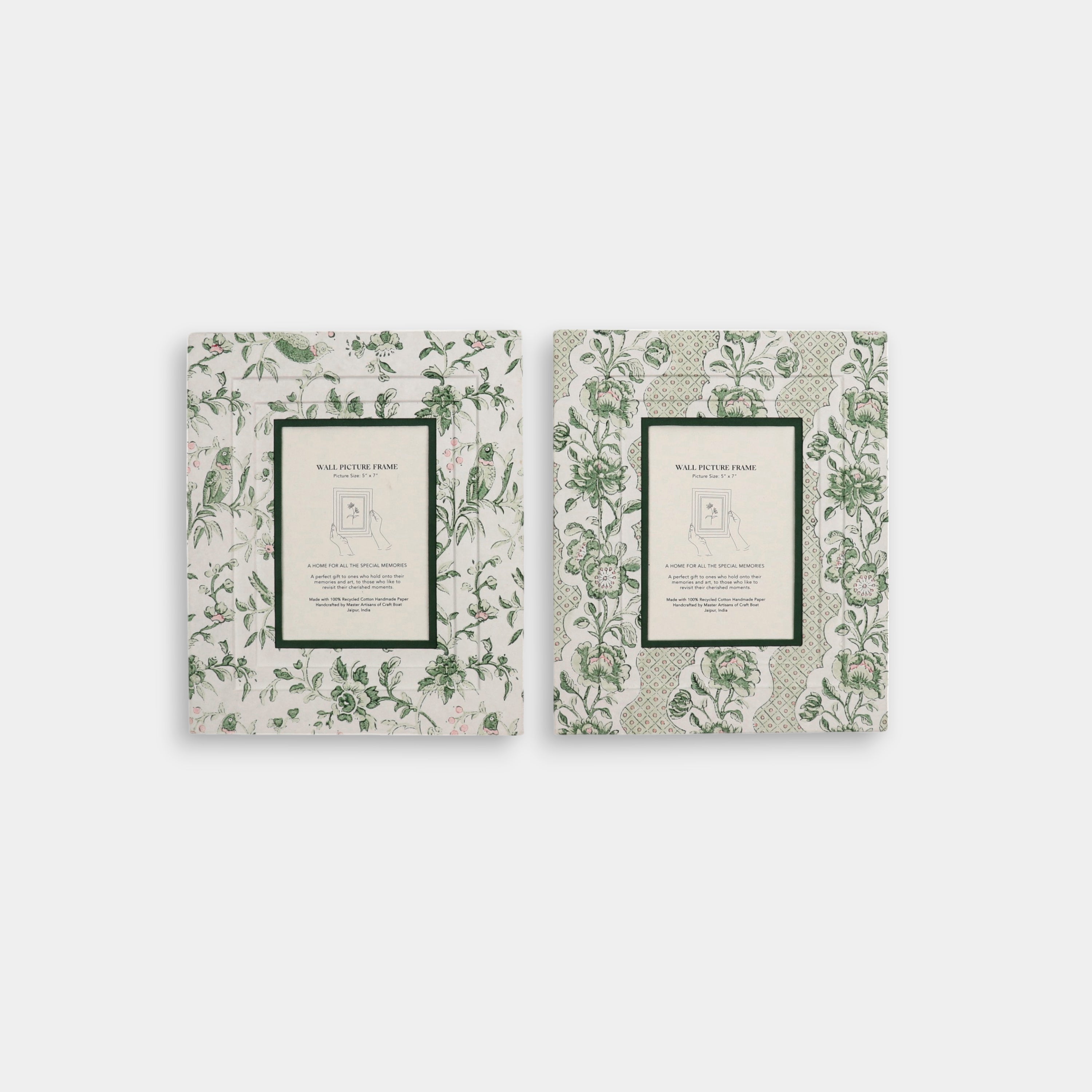 Bagh Parrot – Hand Block Printed Wall Picture Frame (12" x 10", fits 7" x 5" picture)