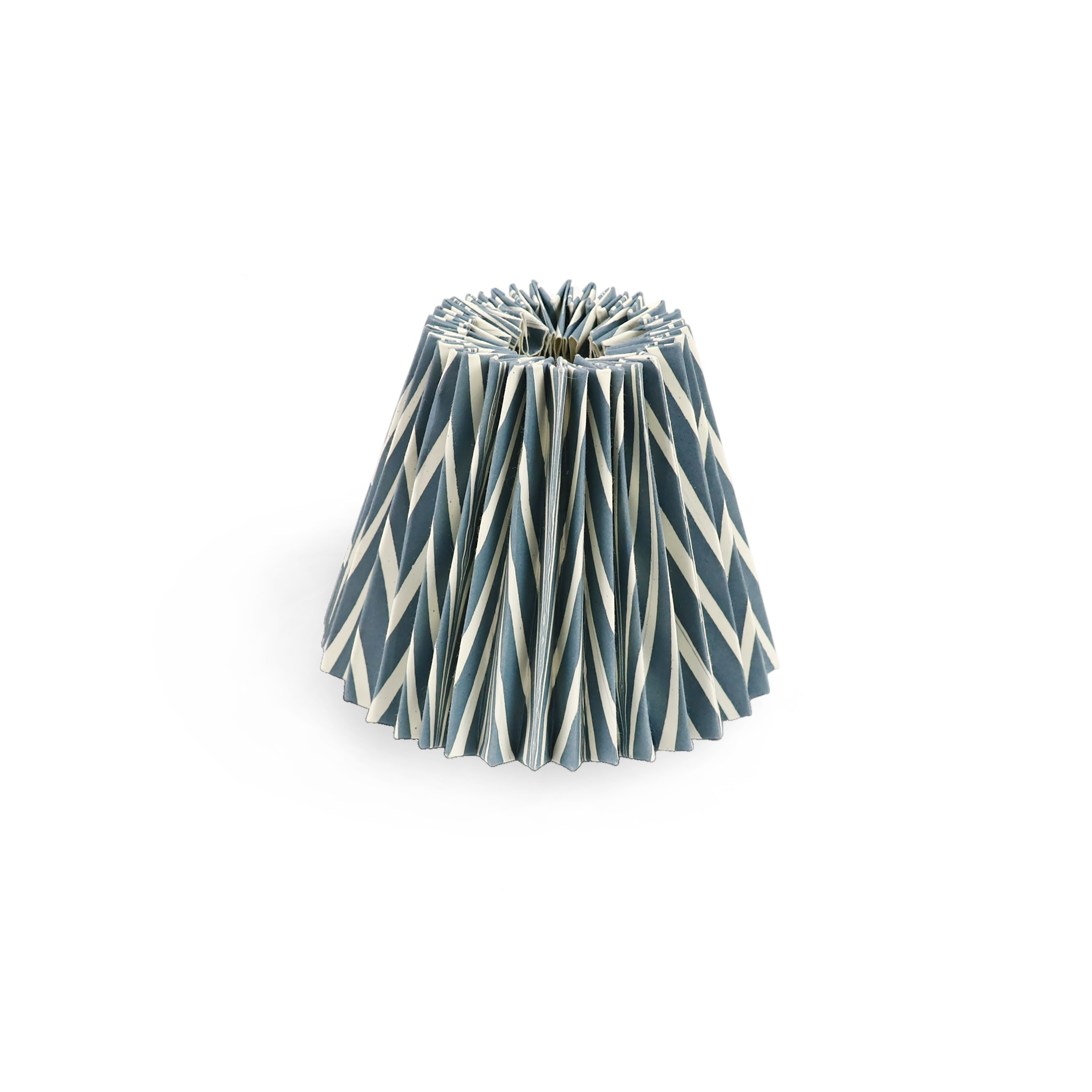 Indigo Drift – Hand Marbled Pleated Lampshade (5.5” H x 6.75” W x 3.5” Ø | 100% Recycled Cotton Paper)