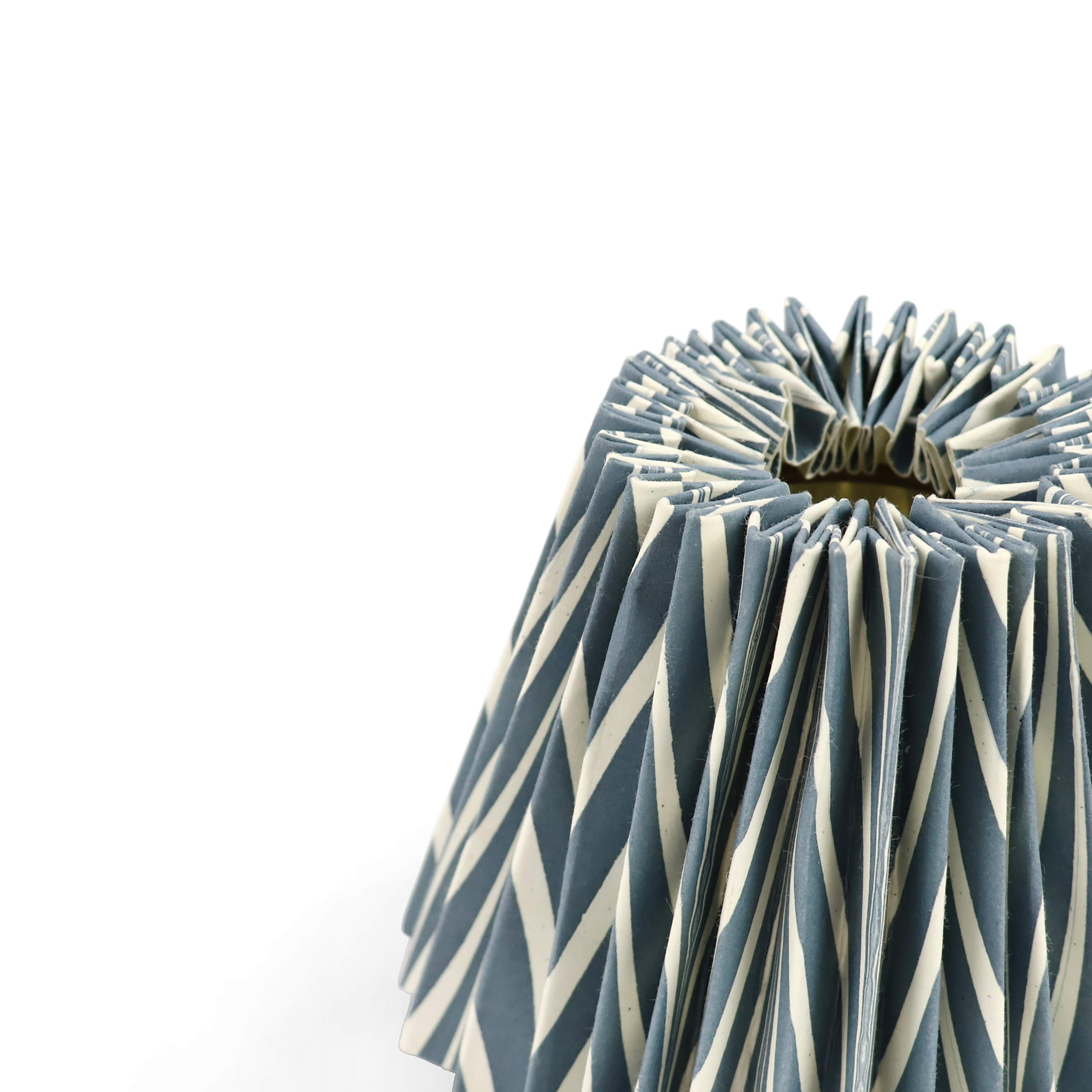 Indigo Drift – Hand Marbled Pleated Lampshade (5.5” H x 6.75” W x 3.5” Ø | 100% Recycled Cotton Paper)