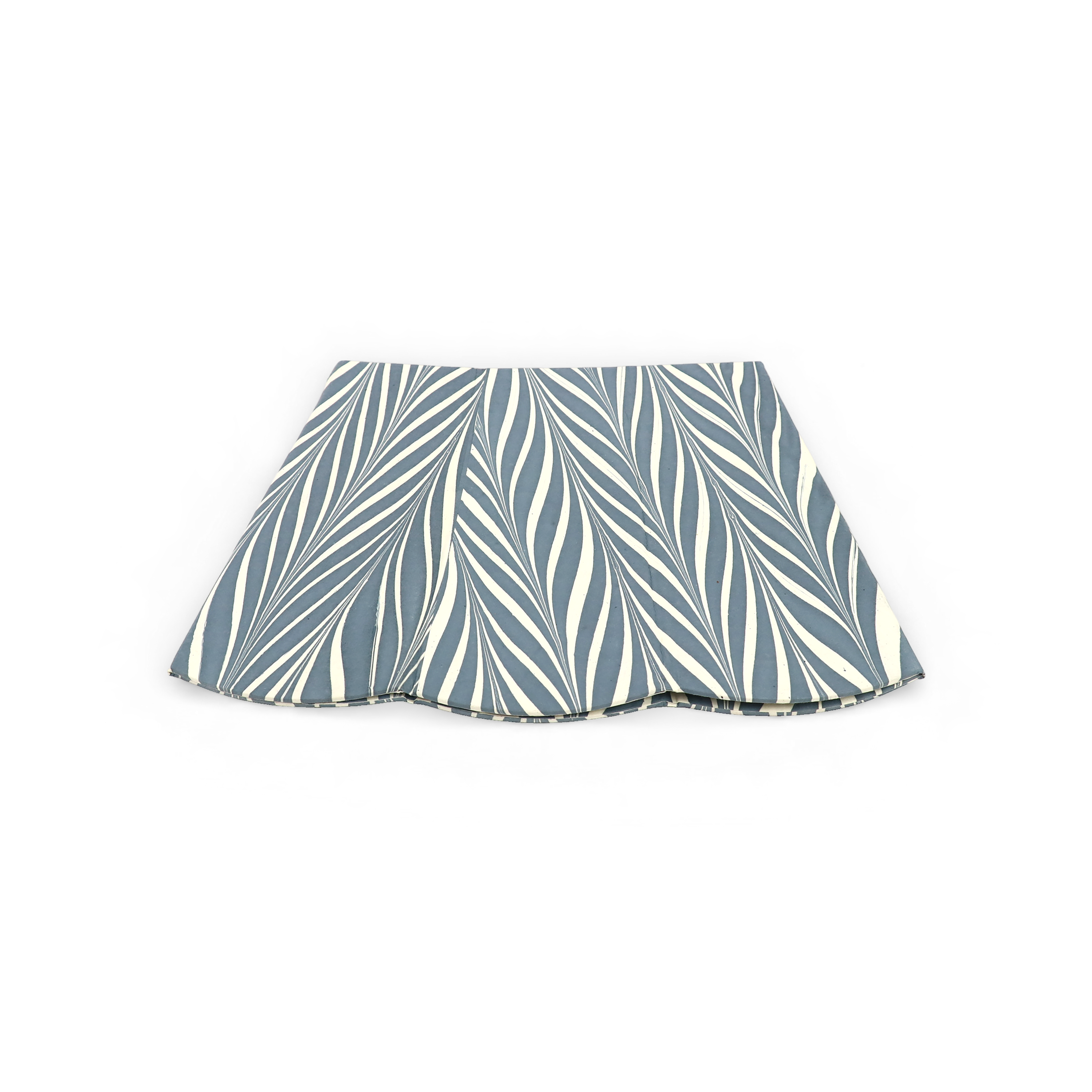 Indigo Current – Hand Marbled Scalloped Basket (9.5" W x 9.5" D x 12" H.)