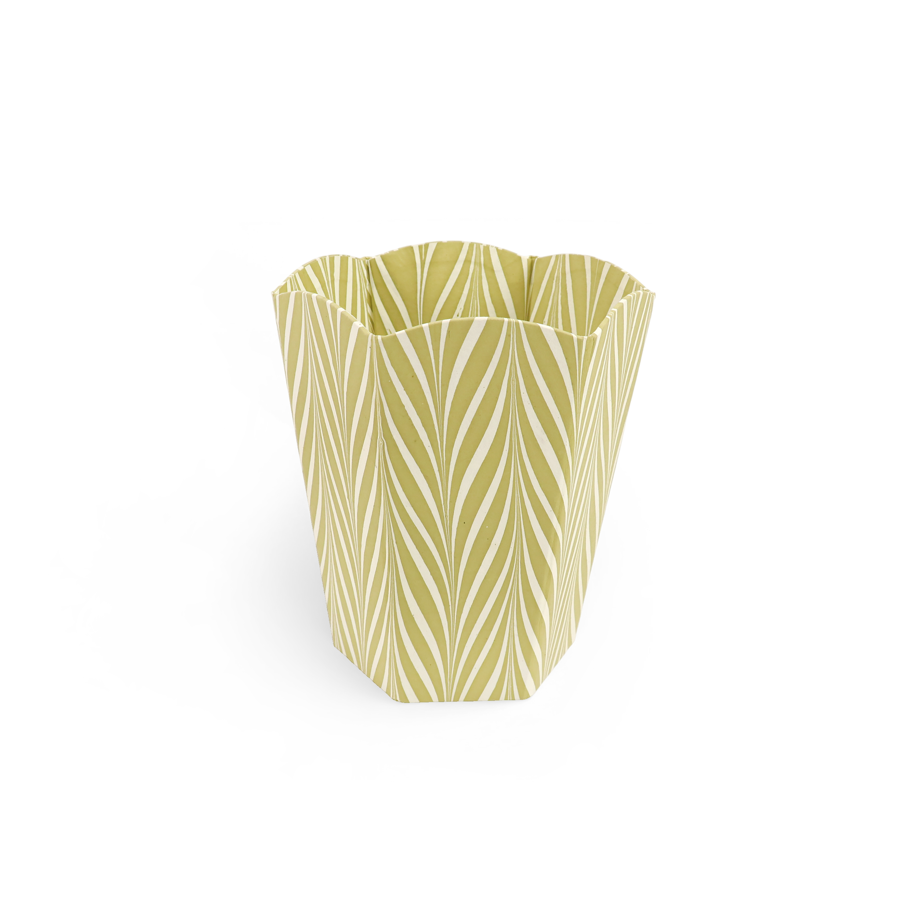 Sand Current – Hand Marbled Scalloped Basket (9.5" W x 9.5" D x 12" H.)