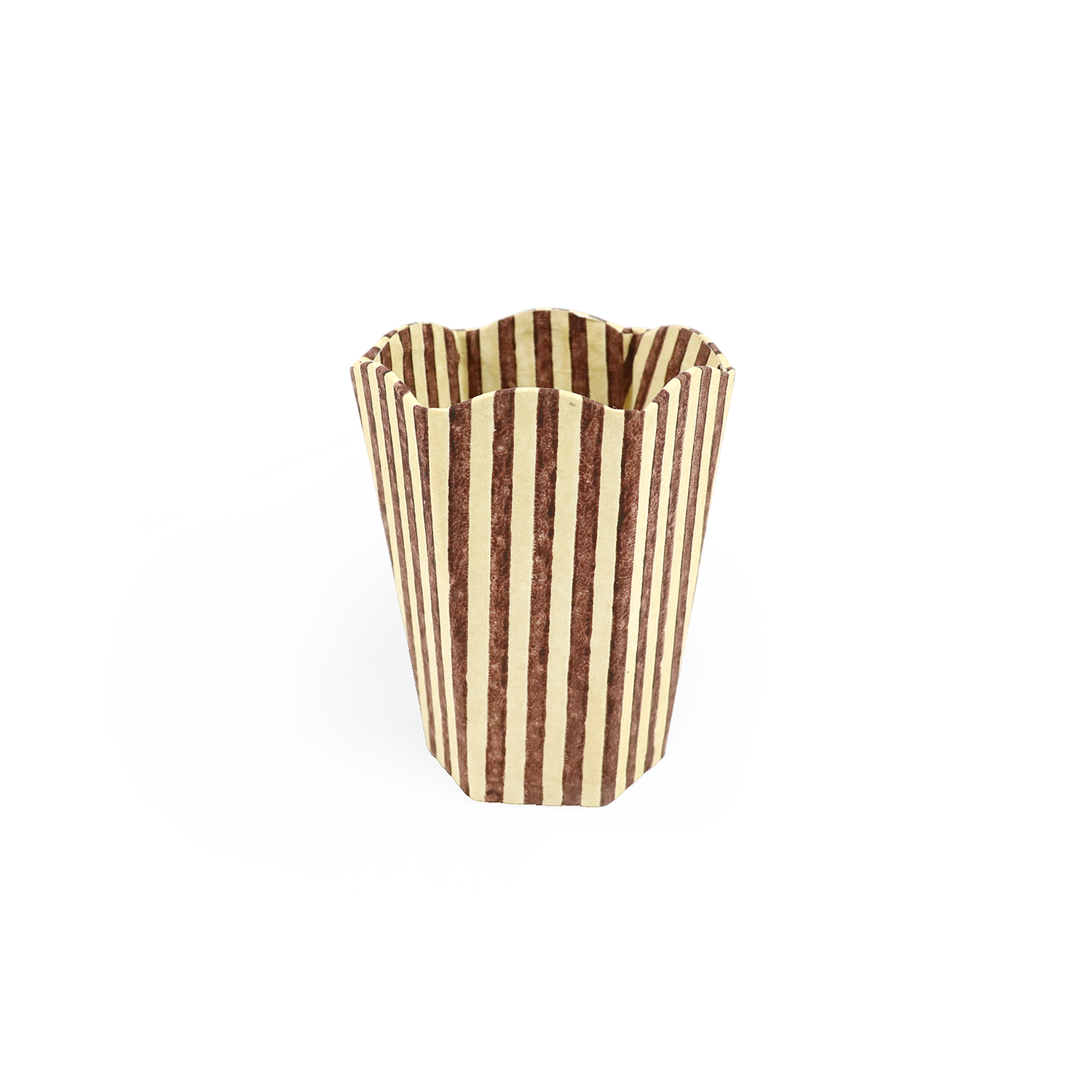Desert Stripe – Hand Block Printed Scalloped Pen Pot (3.25" W x 3.25" D x 4.5" H )