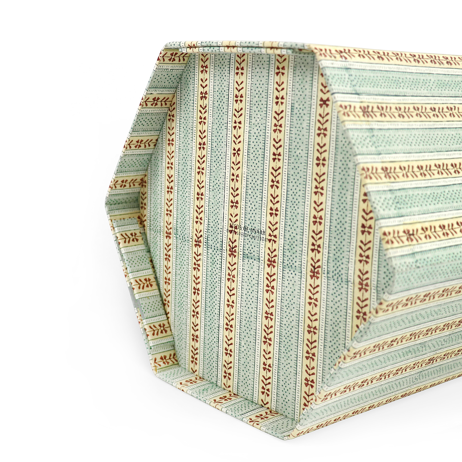Sage Vine – Hand Block Printed Collapsible Basket (9.5" x 9.5" x 10.5")