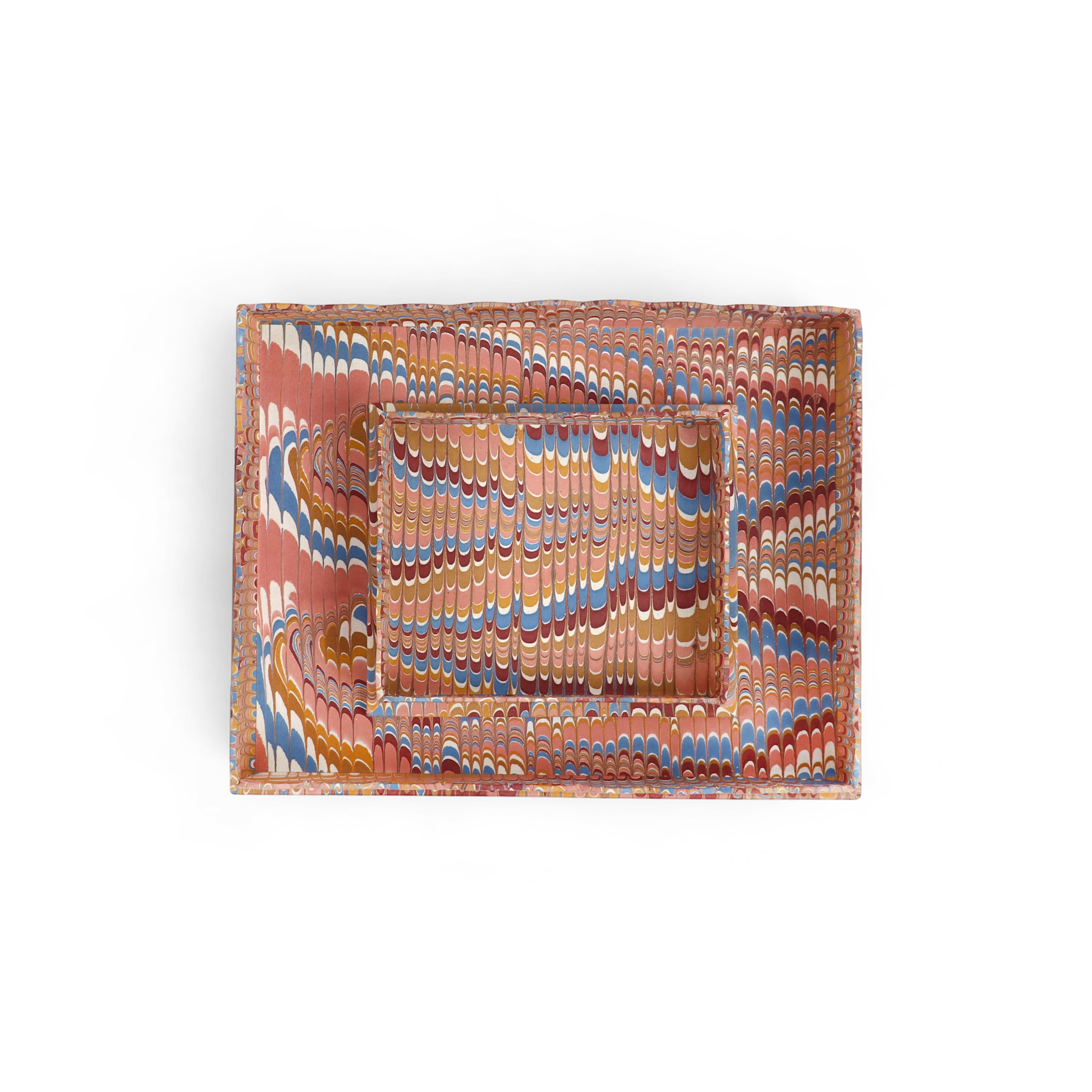 Desert Wave – Hand Marbled Scalloped Tray in Earth Tones (12" x 9.5" x 1.5")