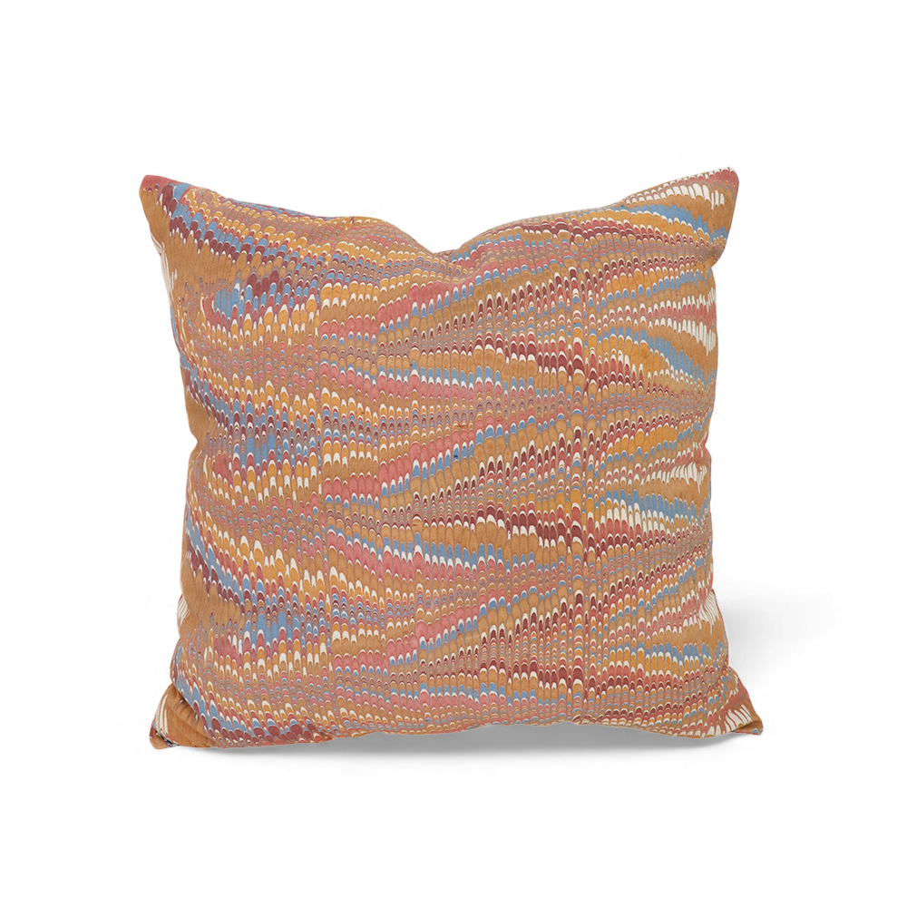 Clay wave – Hand Marbled Cotton Pillow Cover (18" x 18")