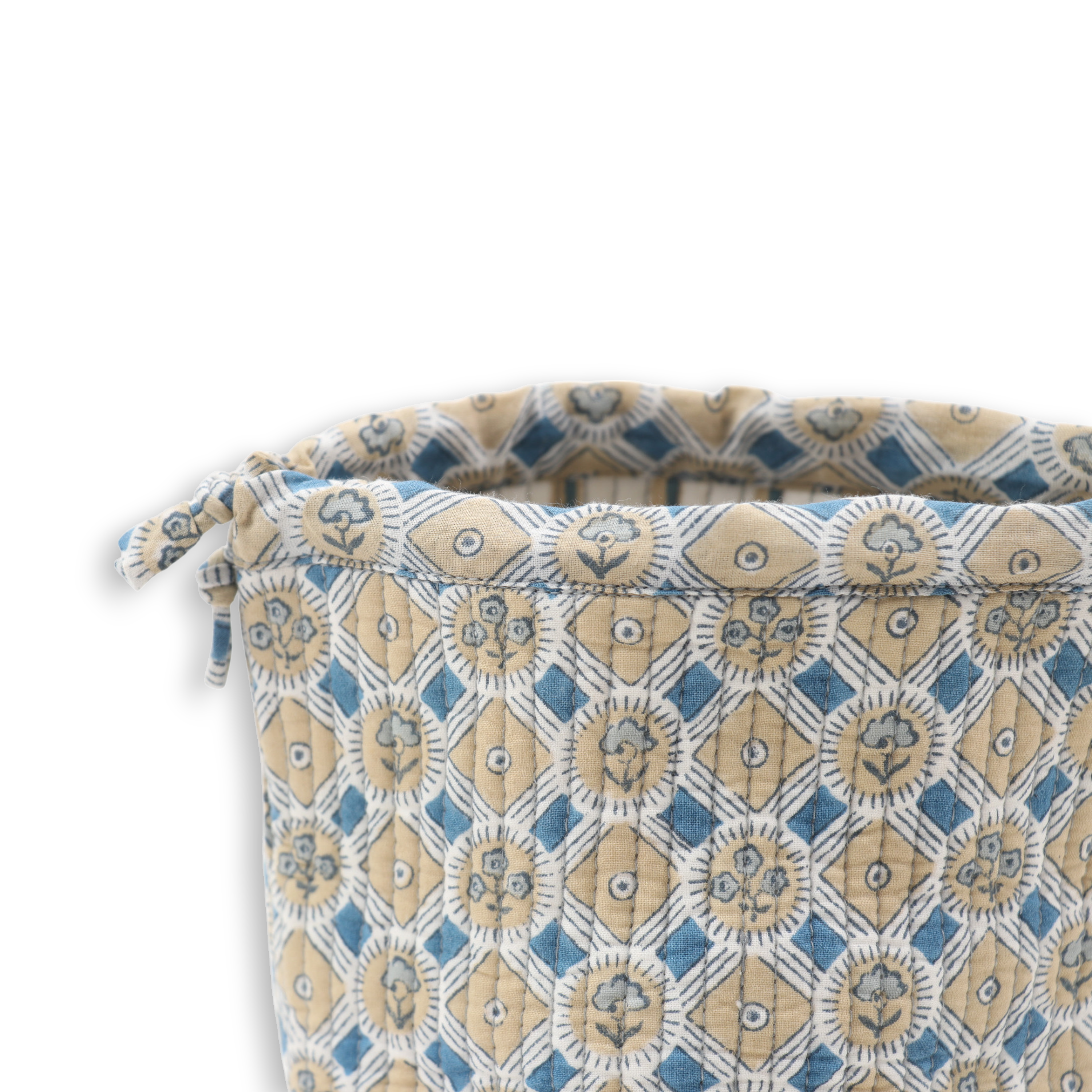 Noor Blue - Hand Block Printed Quilted Pouch (Jewelry & Beauty Organizer)
