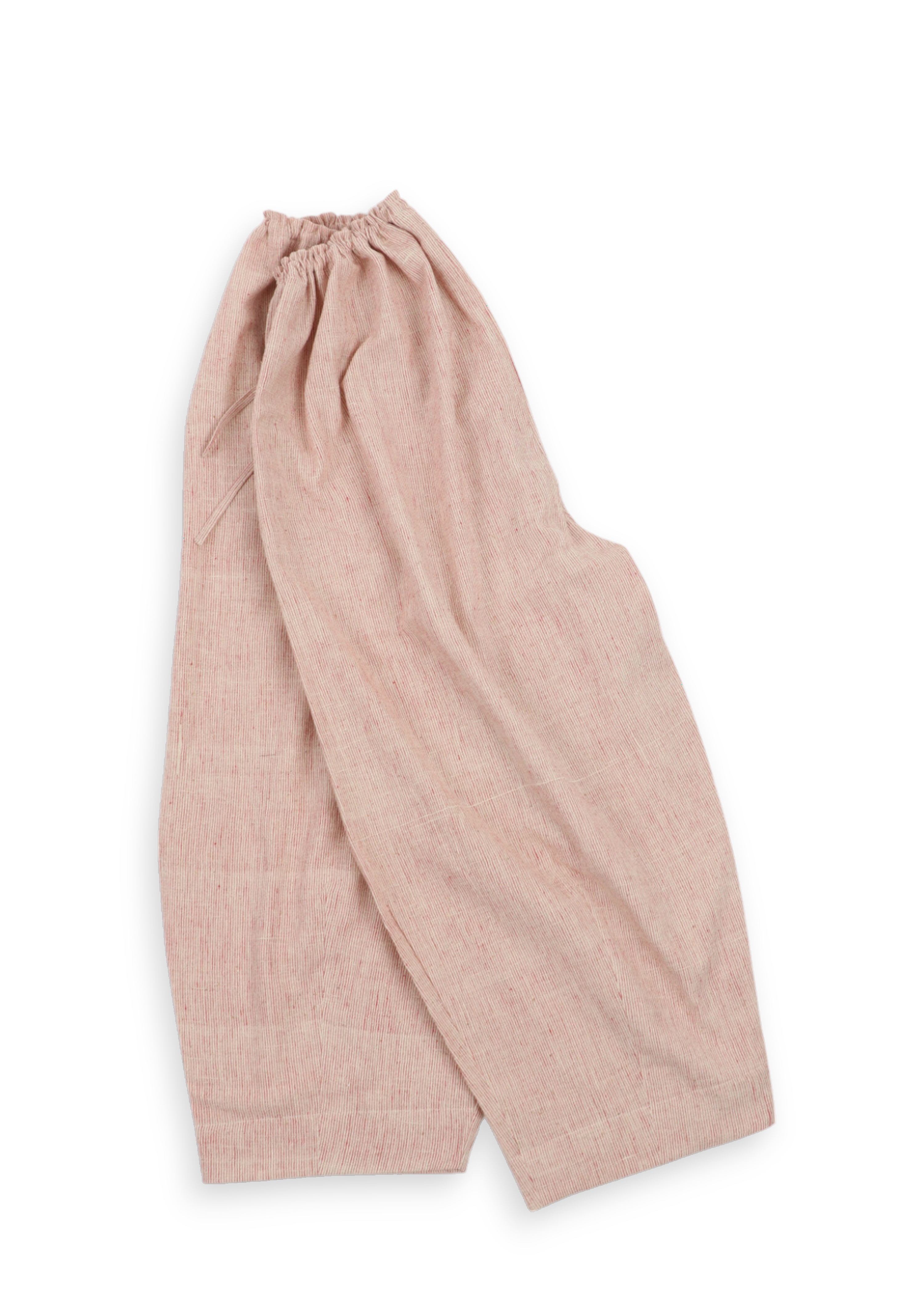 Inaya Trousers – Handwoven Cotton Pants in Coral Pinstripes (Relaxed Fit | One Size)