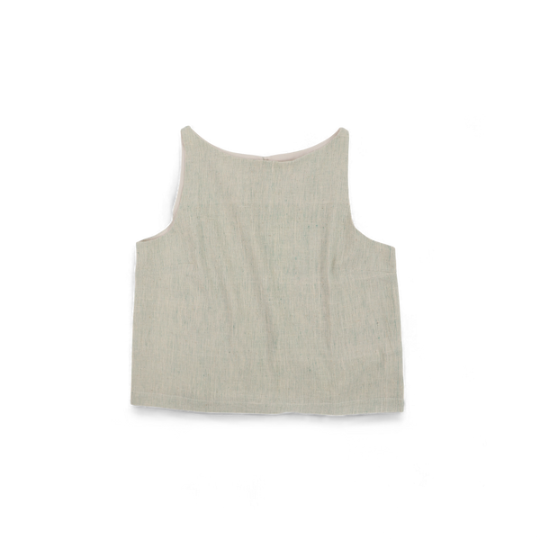 Aira Top – Kala Cotton Handwoven Stripe Top (Sleeveless | Soft Sage Stripes | Sizes S–L
