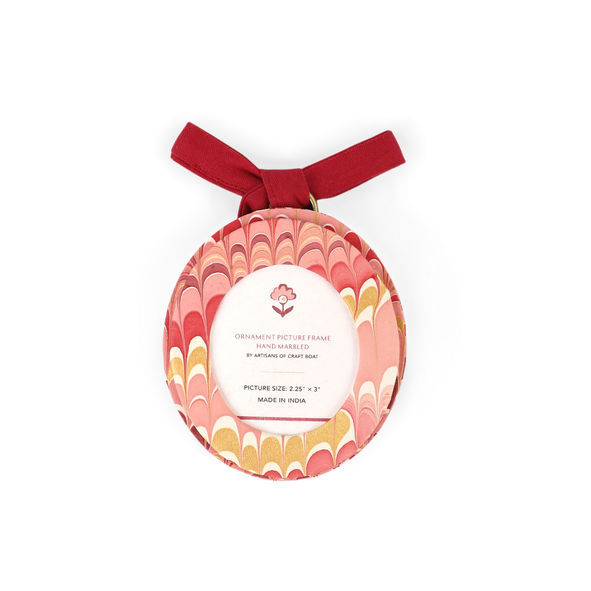 Garnet Red Mountain – Hand Marbled Holiday Ornament Picture Frame Box (Set of 3 | Hex: 3.5" × 3.5", Oval: 3.25" × 3.75", Square: 3.5" × 3.5")