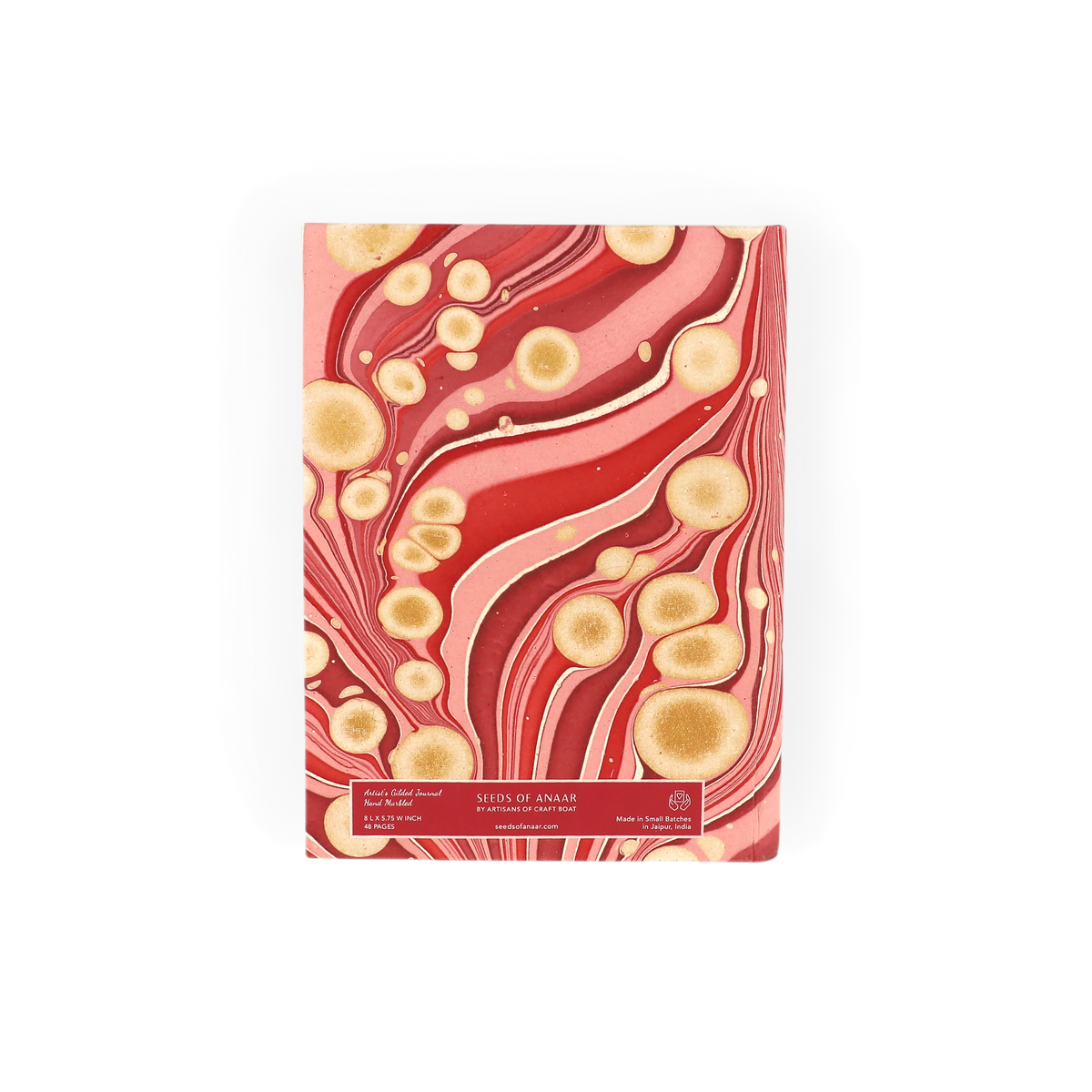 Garnet Red Fire Whirl – Hand Marbled Journal A5 | 48 Pages | 130gsm Paper