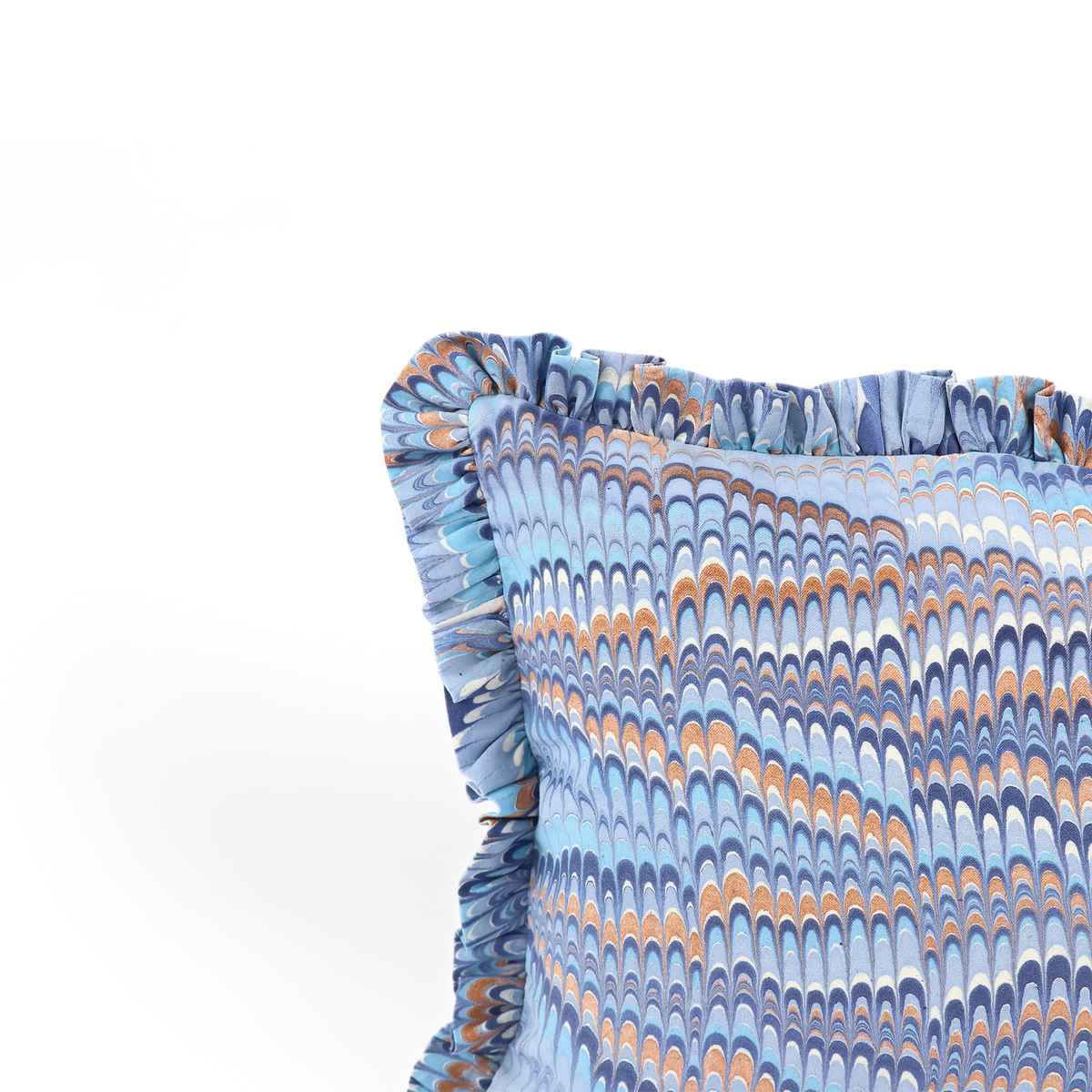 Harbor Blue Mountain – Hand Marbled Cotton Pillow Cover (12" x 16")