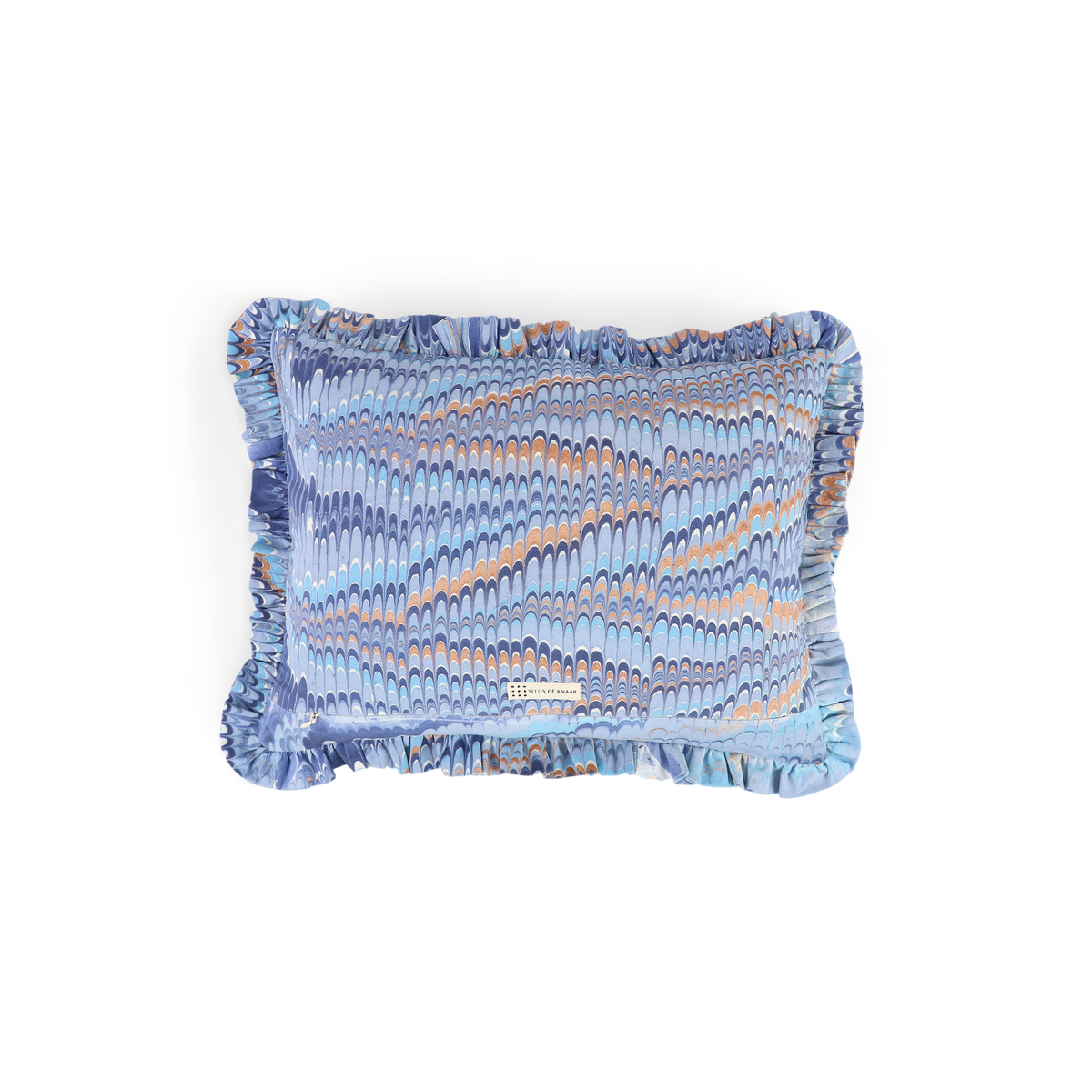 Harbor Blue Mountain – Hand Marbled Cotton Pillow Cover (12" x 16")