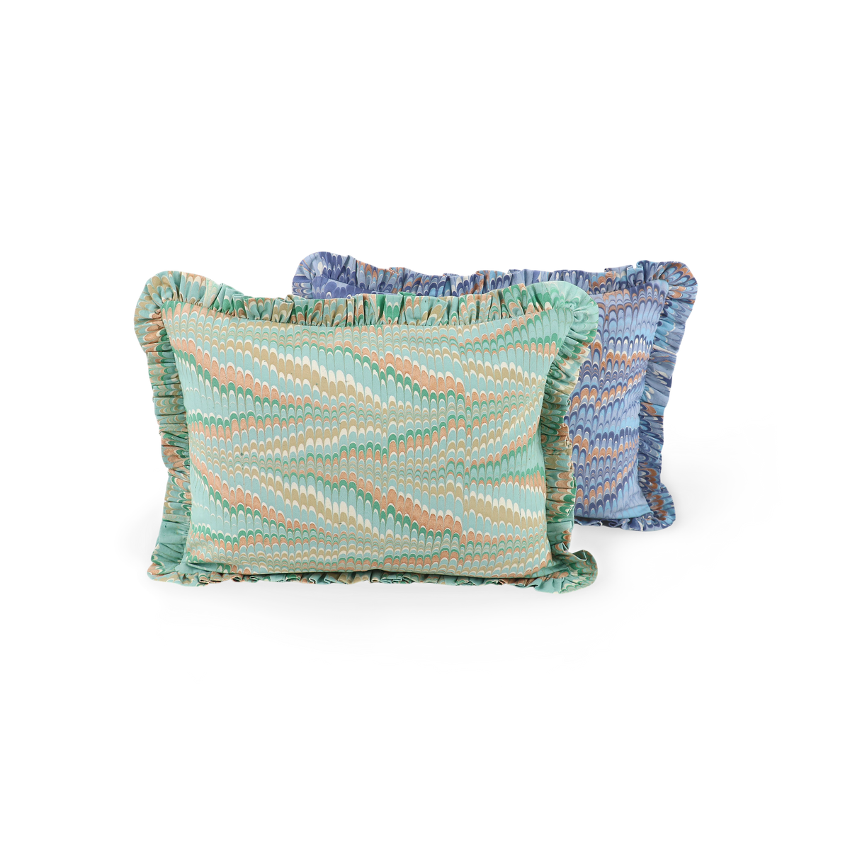 Celadon Green Mountain – Hand Marbled Cotton Pillow Cover (12" x 16")