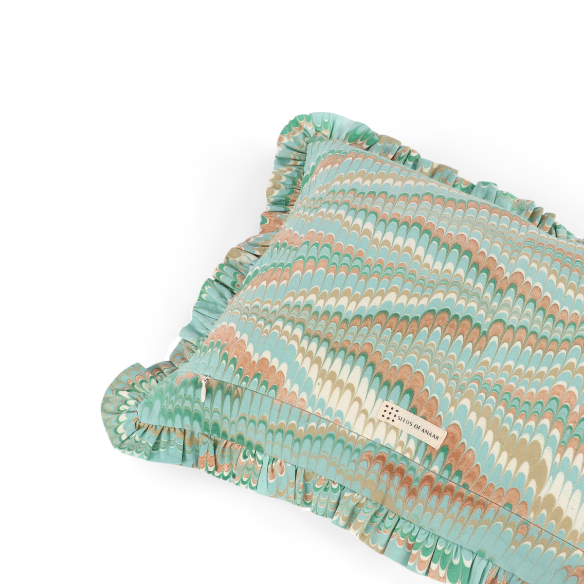 Celadon Green Mountain – Hand Marbled Cotton Pillow Cover (12" x 16")