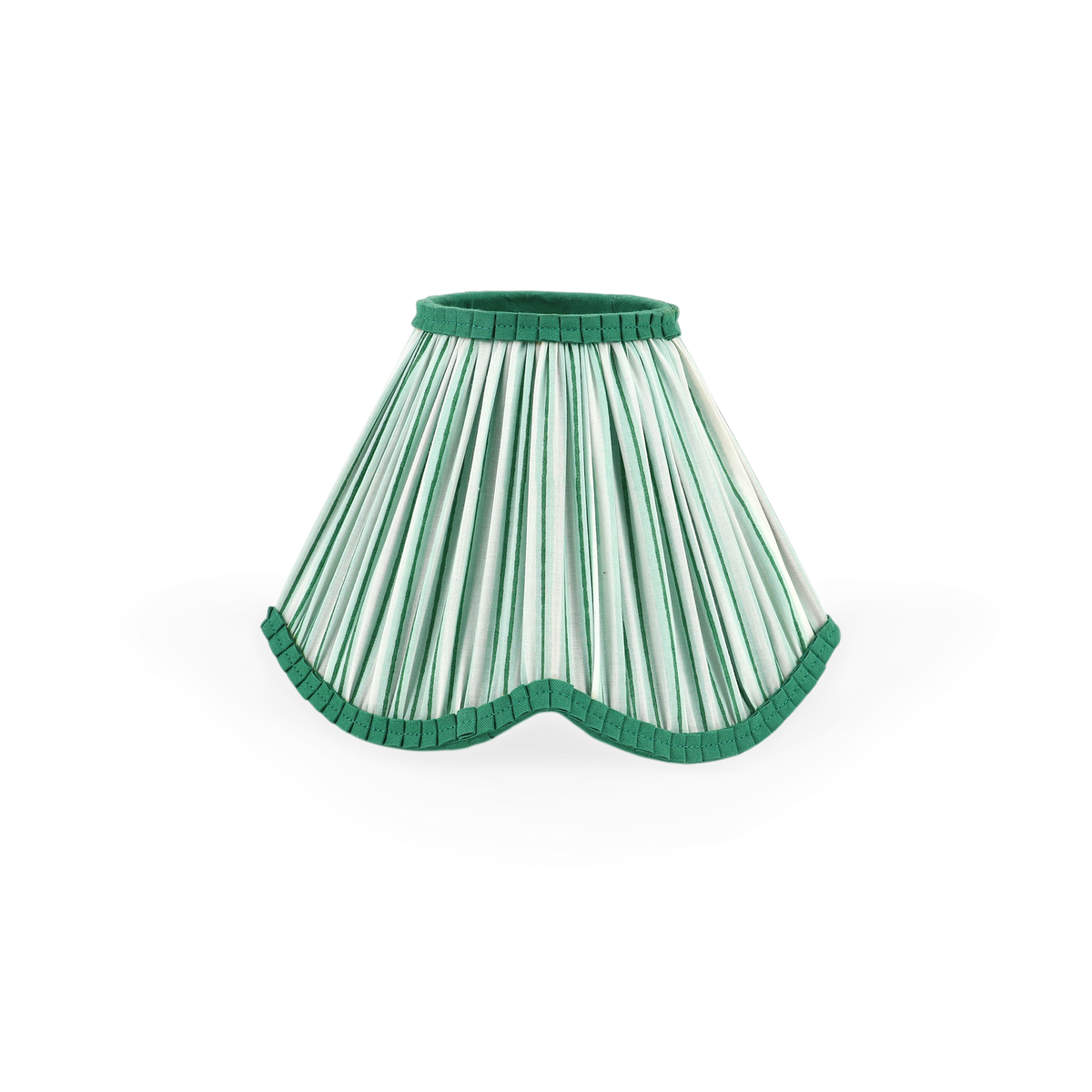 Celadon Green Shadow Stripe – Hand Block Printed Pleated Lampshade (4.25" Top x 9" Bottom x 6.25" Slant | 100% Cotton Fabric | UNO Fitting)