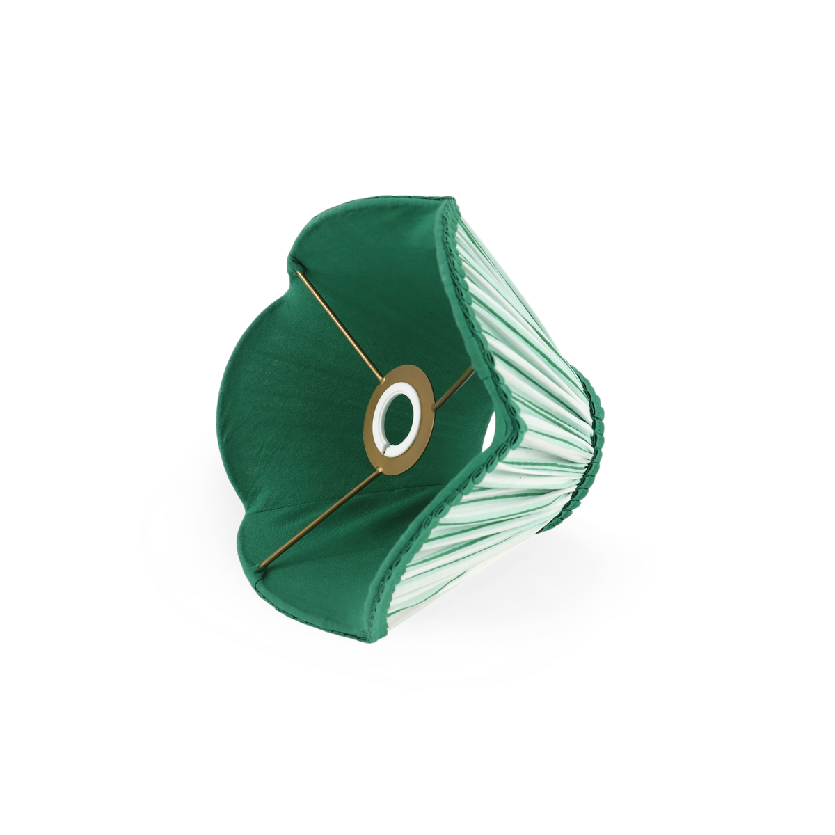 Celadon Green Shadow Stripe – Hand Block Printed Pleated Lampshade (4.25" Top x 9" Bottom x 6.25" Slant | 100% Cotton Fabric | UNO Fitting)